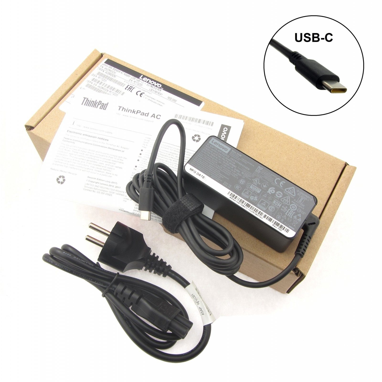 Chargeur USB-C 45 Watts Original pour Lenovo ThinkPad X1 Carbon 5th Gen  (20HR/20HQ)