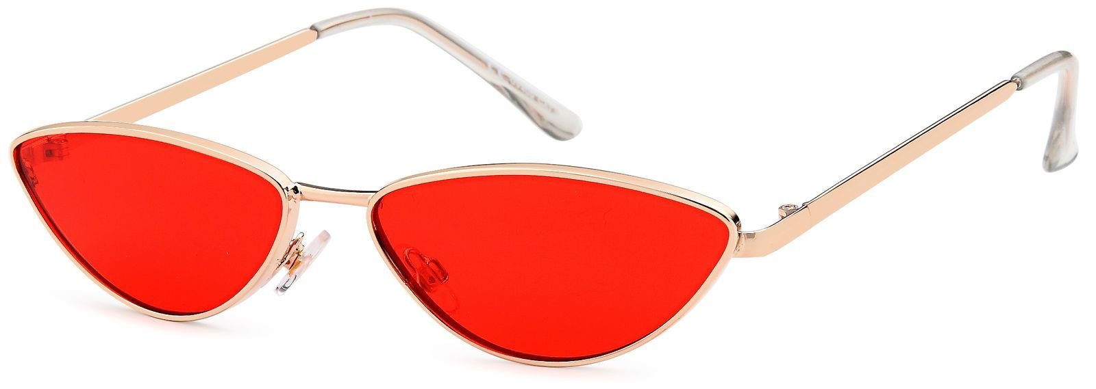 Beschränkt auf direkt verwaltete Filialen styleBREAKER Sonnenbrille (1-St) Glas getönt Rot Silber Getönt / Gestell