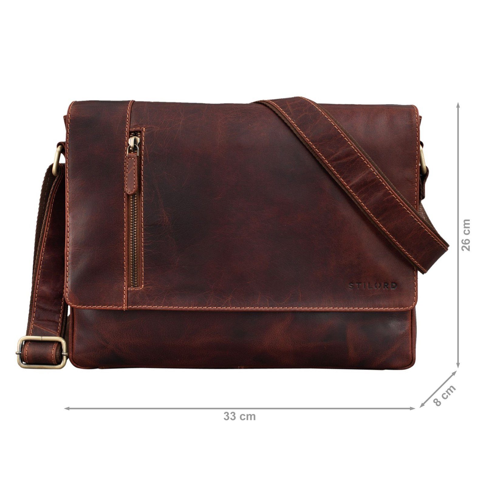 STILORD Schultertasche "Davis" Messenger Bag Leder 13 Zoll Umhängetasche Echtleder