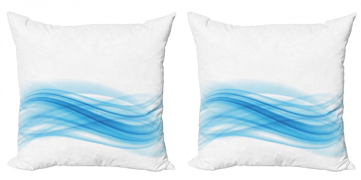 Abakuhaus gewellte Accent Stream Stück), Blau Flow Linien (2 Glatte Modern Kissenbezüge Digitaldruck, Doppelseitiger