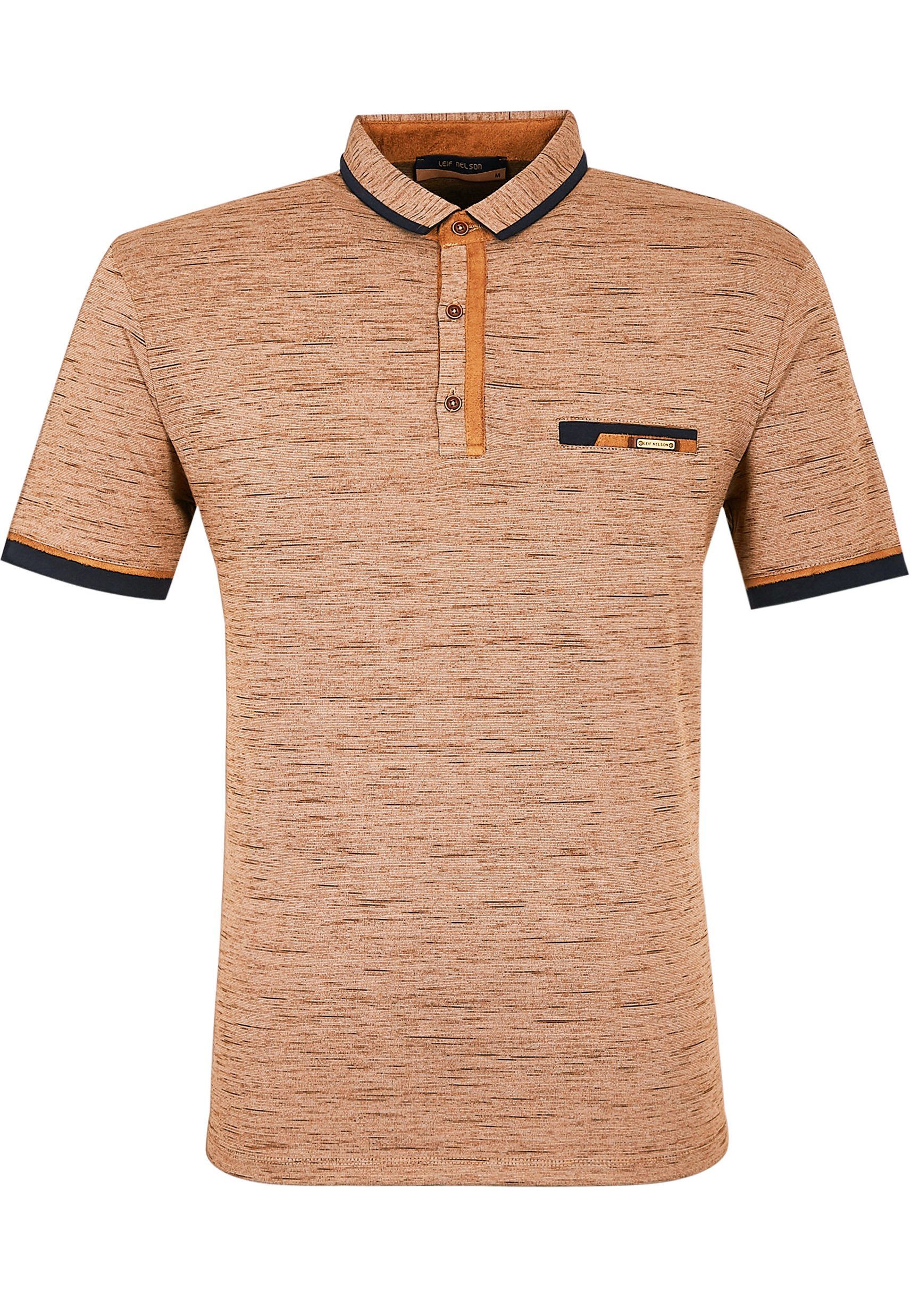 Nelson T-Shirt Polo Leif Herren camel-melange LN-55550 Poloshirt