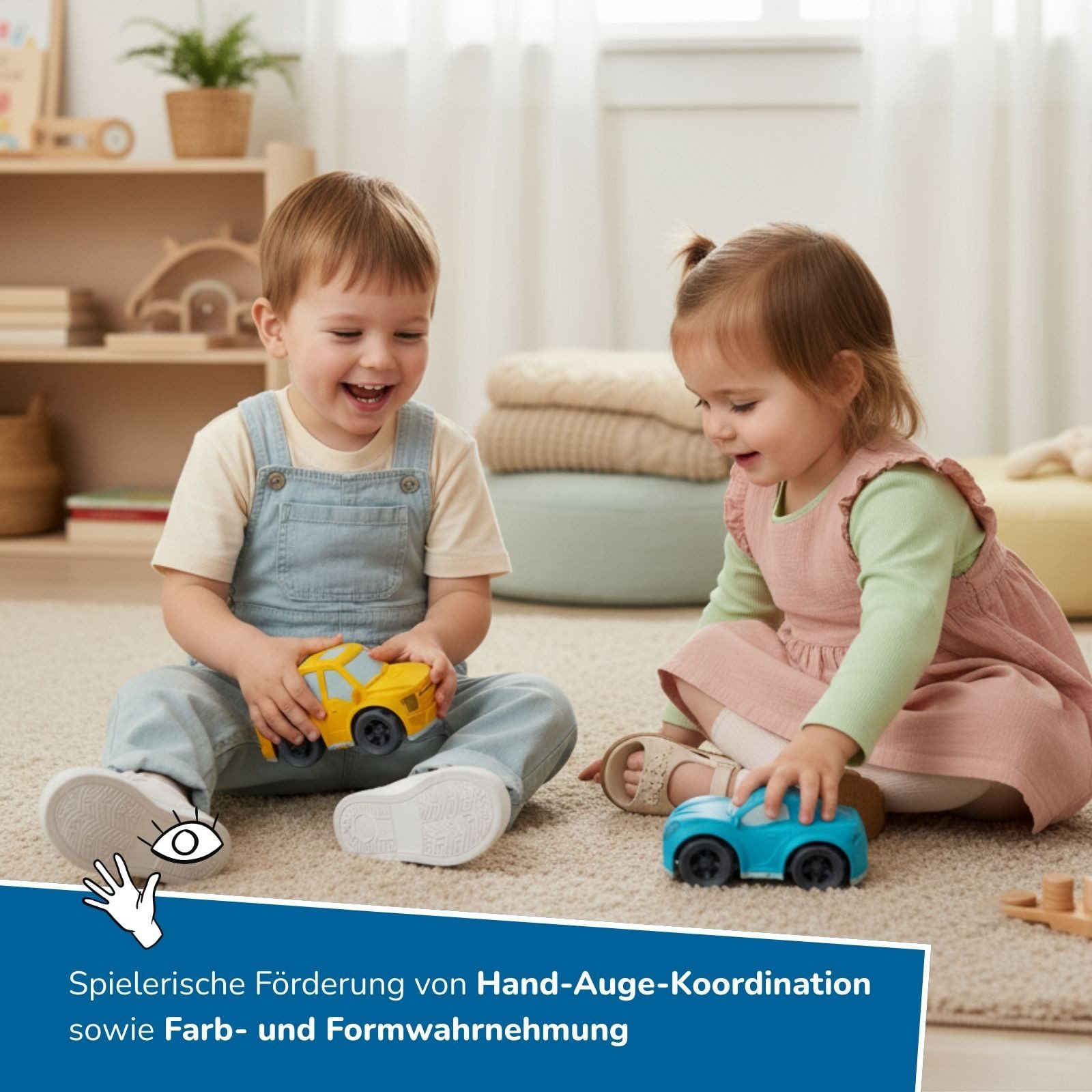 alldoro Spielzeug-Auto Pickup Geländewagen Kinder ab 1 Jahr, aus Kunststoff-Weizenstroh-Mix, buntes Spielzeugauto für Kinderzimmer & Sandkasten, zufällige Farbwahl