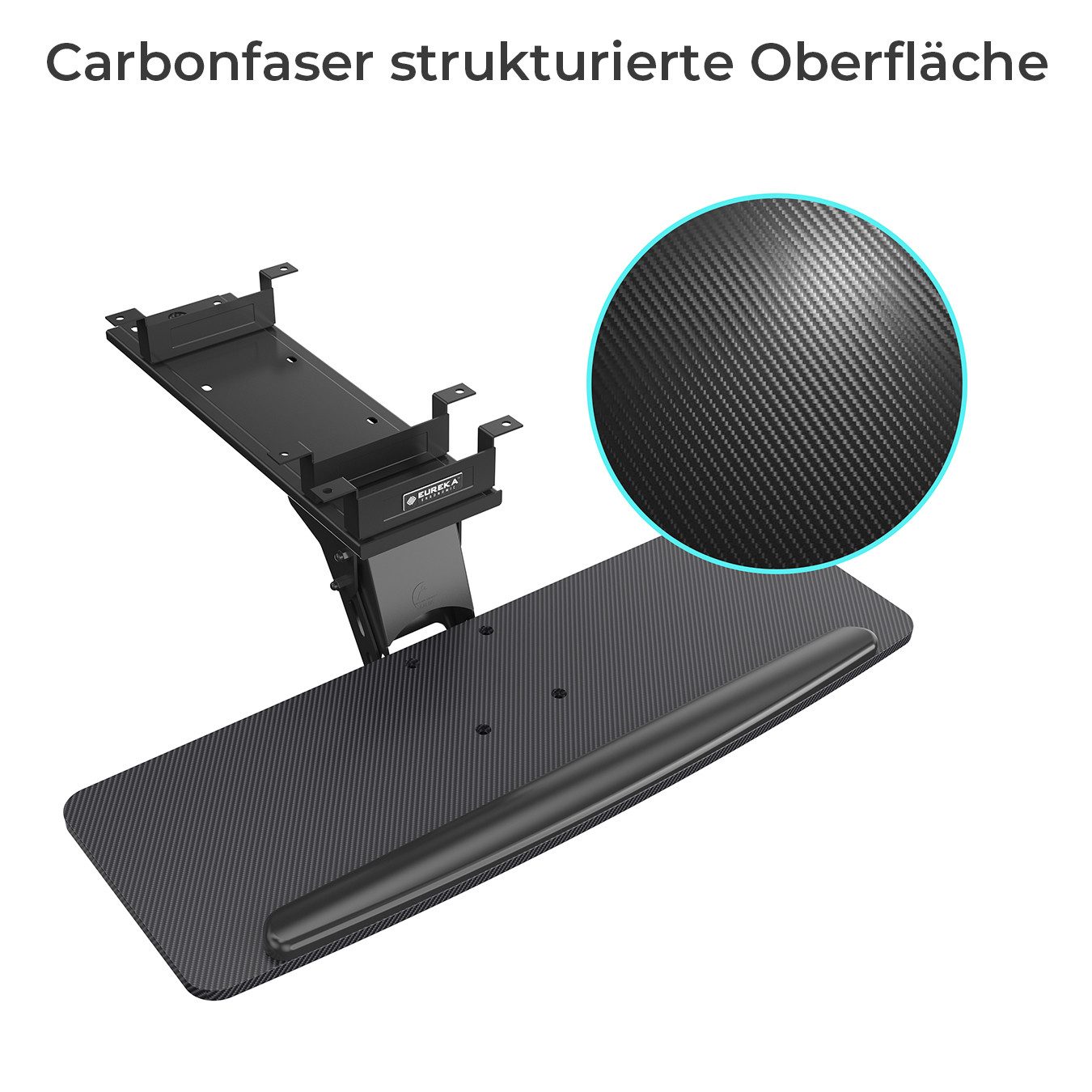 EE EUREKA ERGONOMIC Tastaturhalterung Verstellbar Schwenkbar Tastaturschublade für Gaming Büro Schreibtisch, (1-tlg., mit ergonomische Handballenauflage und ein – Bild 5 von 5