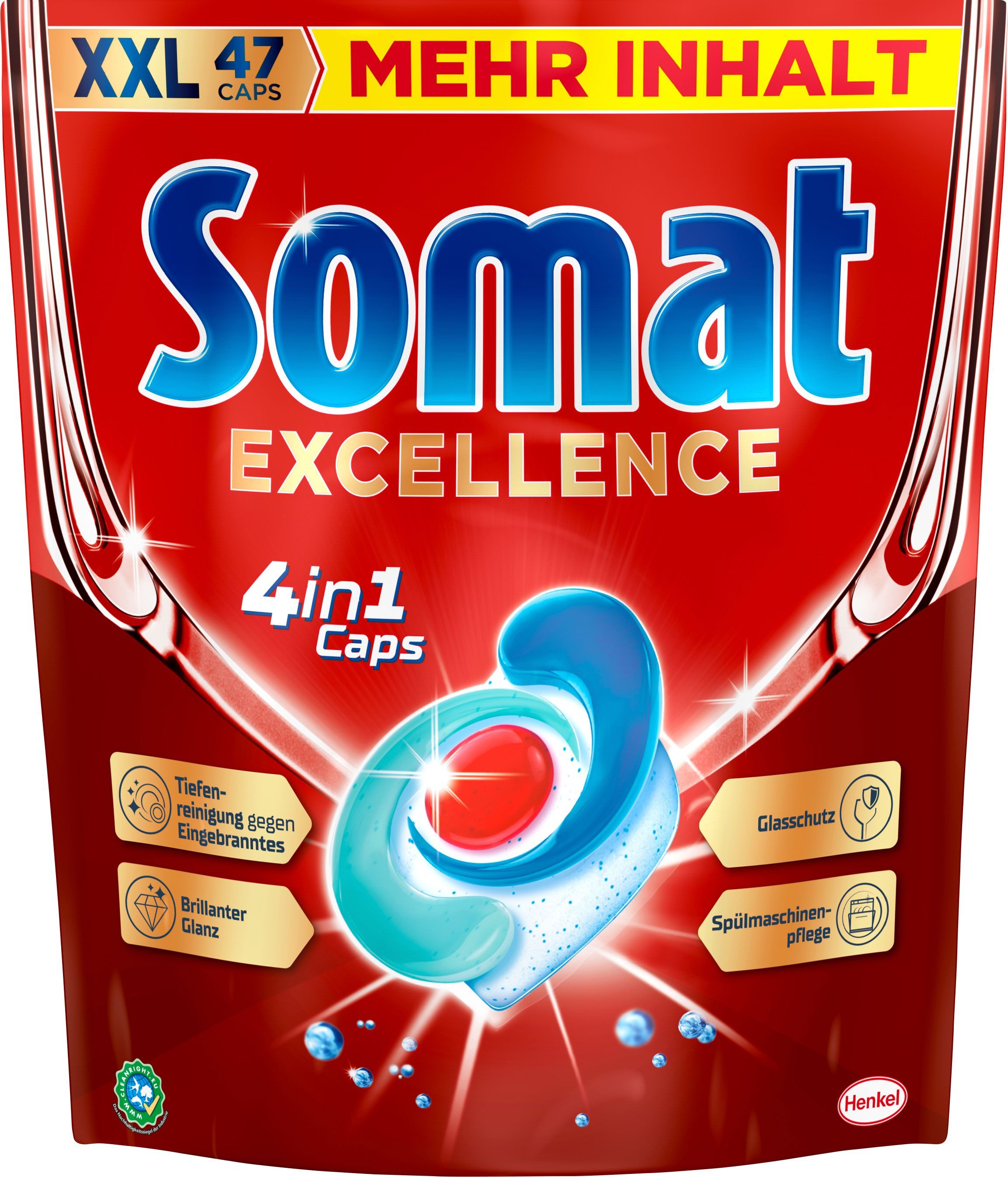 Somat 4in1 Caps Excellence Geschirrspülmittel (Spar-Pack, [141-St. (3 x 47 Stück)