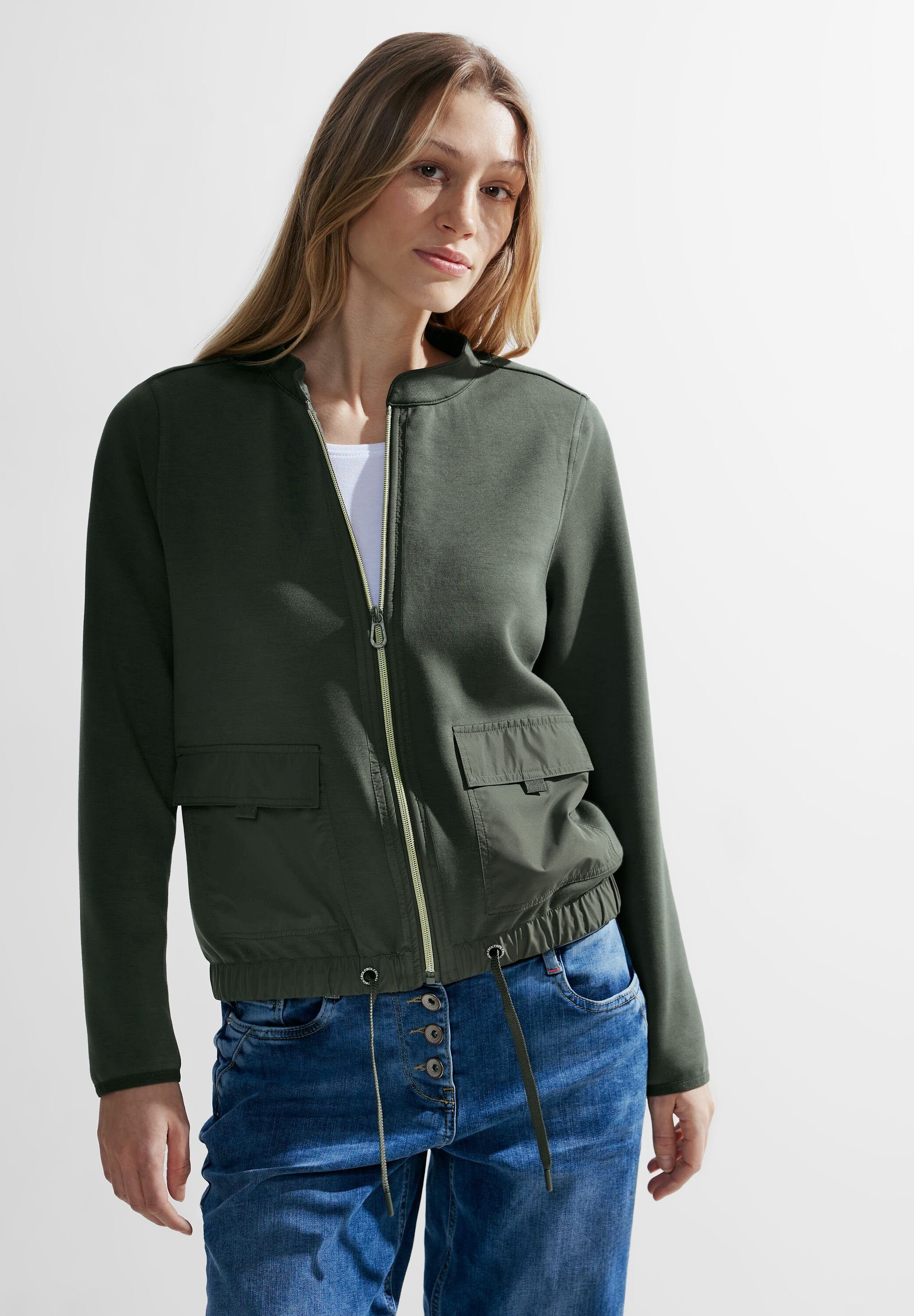 im zum Tunnelzug mit Taillieren Sweatjacke dynamic Cecil khaki Bund