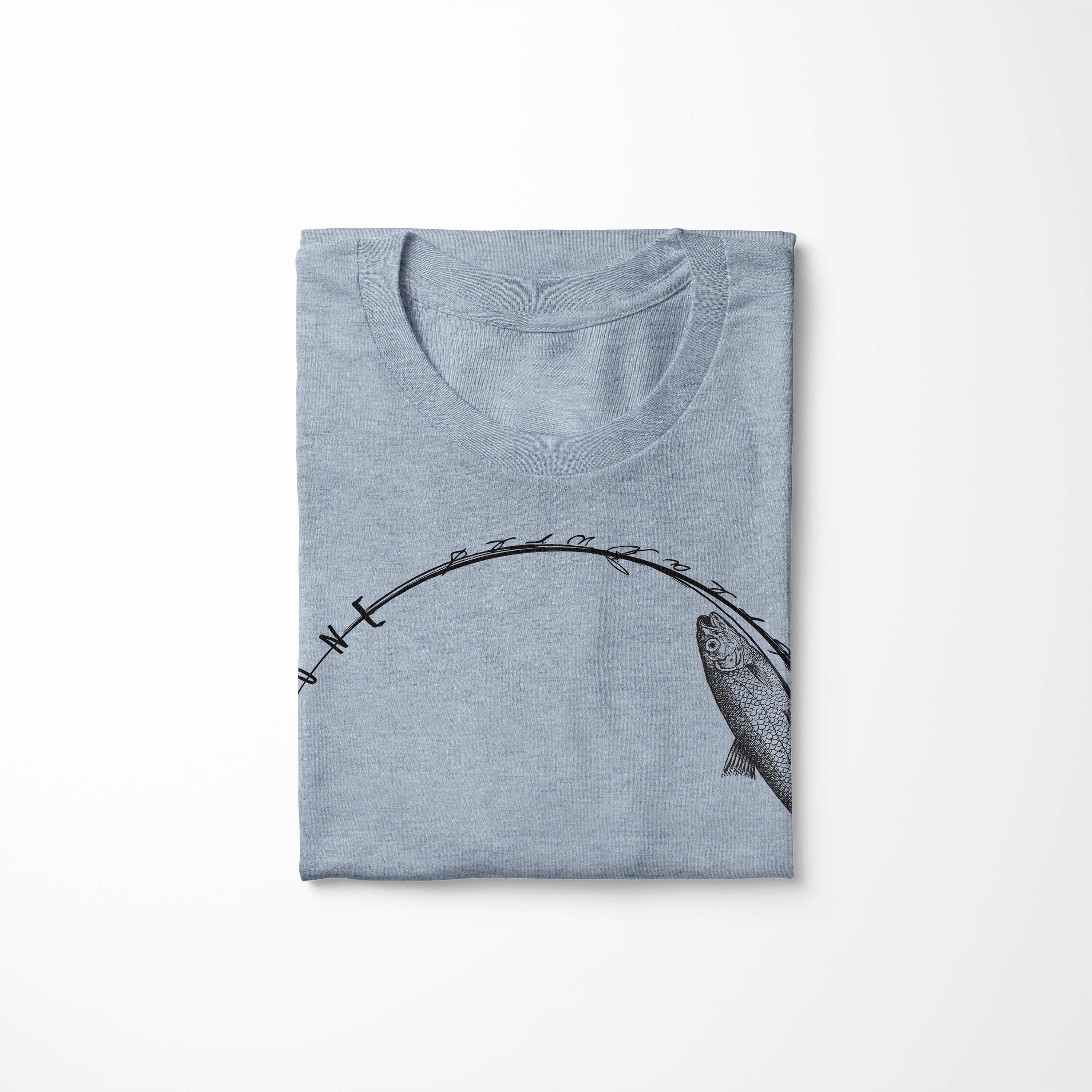 Fische T-Shirt Sinus Schnitt Denim Serie: feine - Creatures, Struktur Tiefsee sportlicher T-Shirt Sea / Stonewash und 039 Art Sea