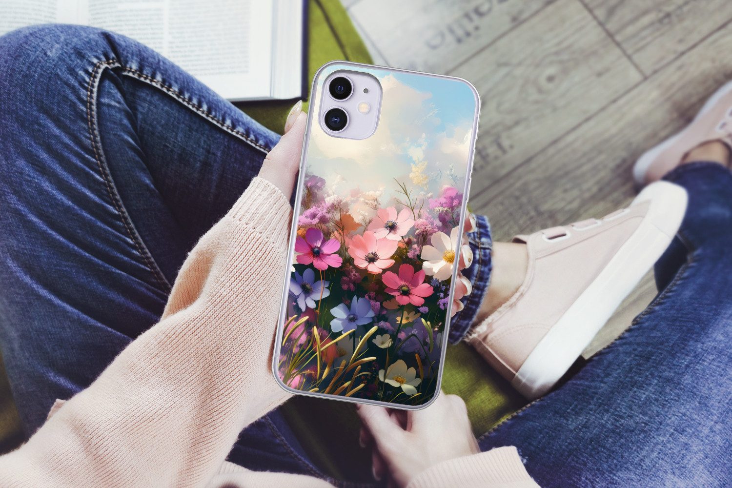 MuchoWow Handyhülle für Apple iPhone 11 Blumen - Bunt - Blühend, Smartphone-Bumper, Print, Handy Schutzhülle Dünn