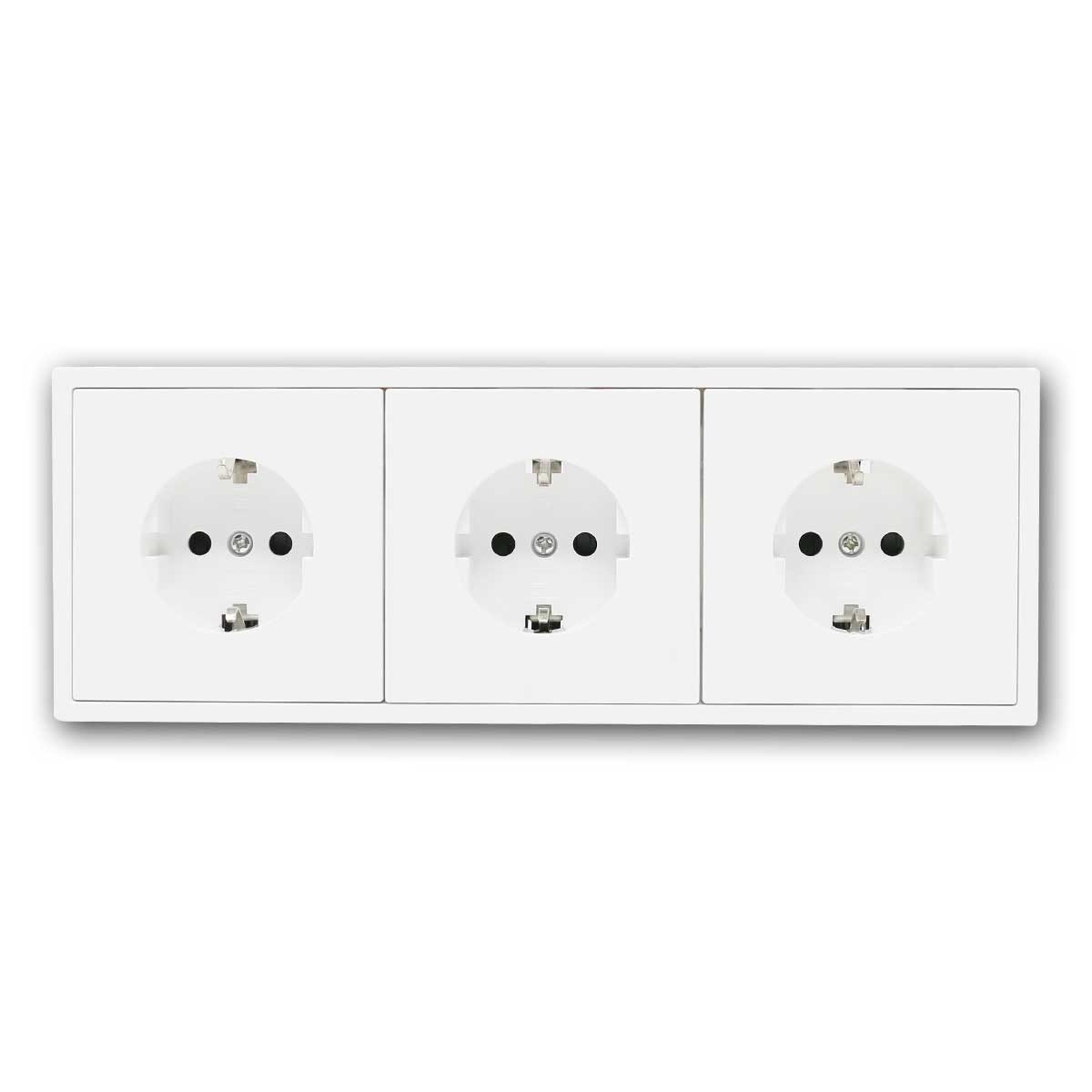 McPower Unterputz-Steckdose Steckdose 3-fach SHALLOW weiß 250V~/16A mit Rahmen