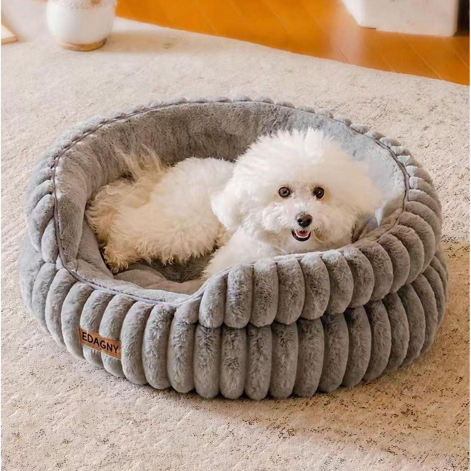 LuxusKollektion Tierbett Katzenbett rund grau M