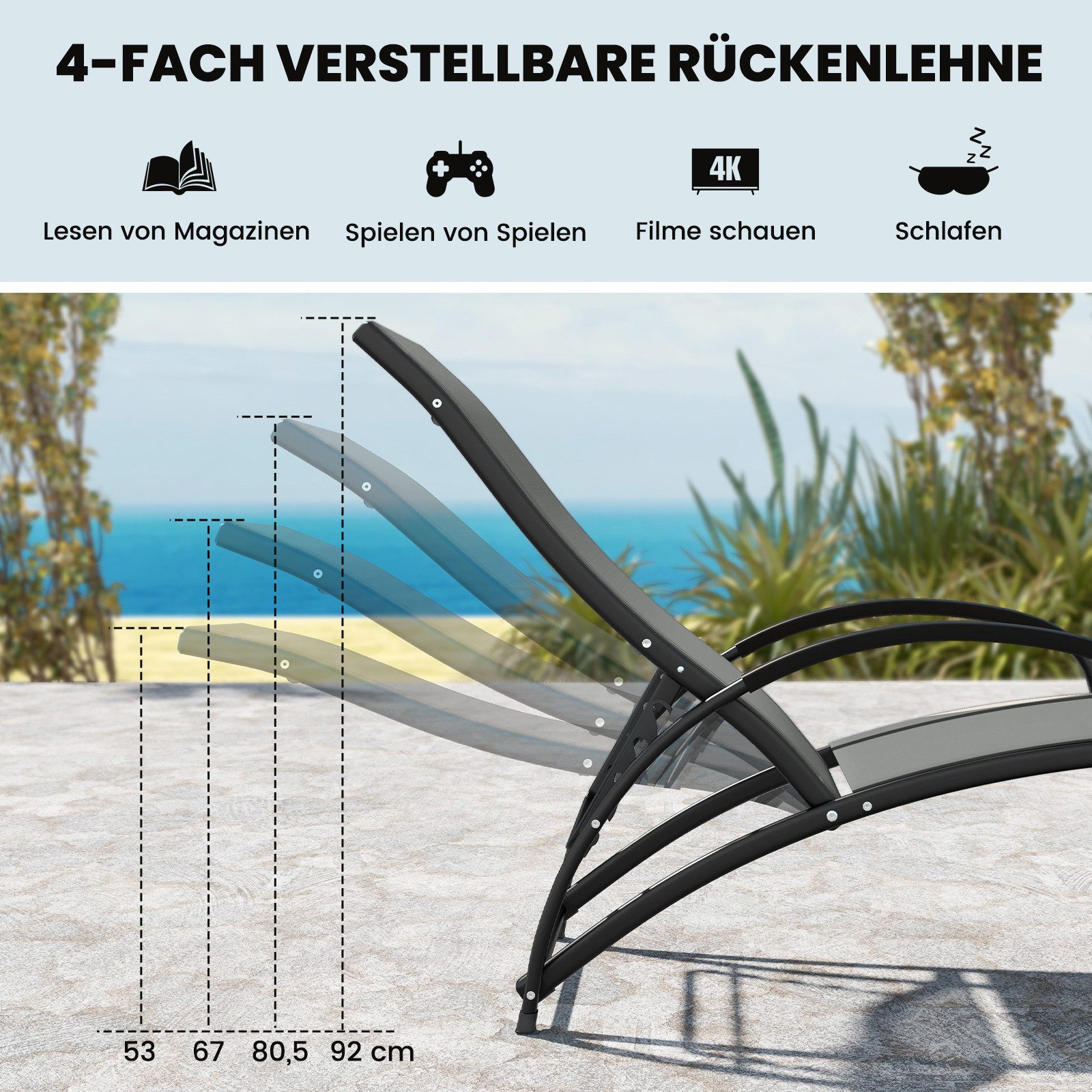 COSTWAY Gartenliege, 1 St., 2 in günstig online kaufen