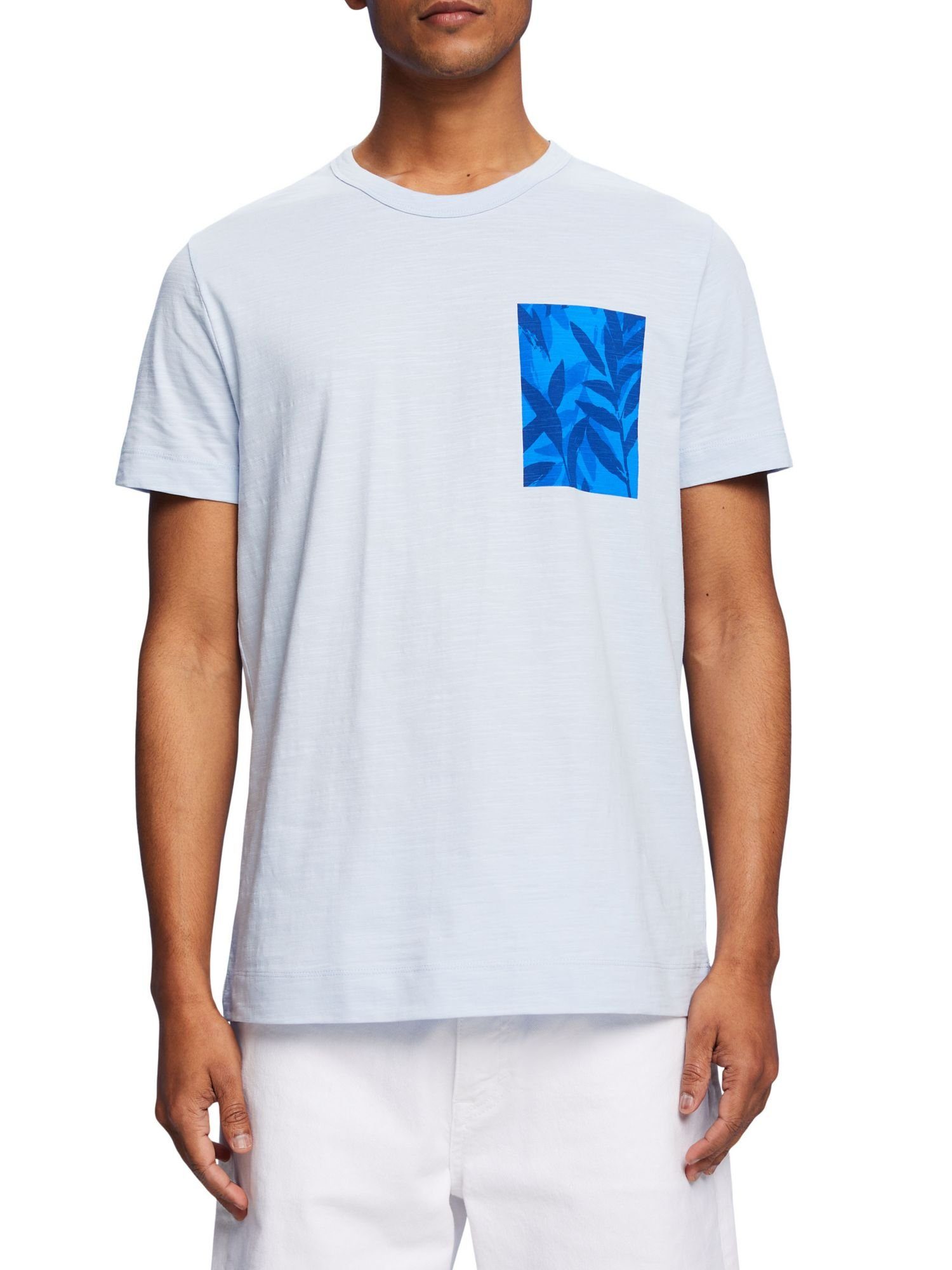 T-Shirt Baumwolle 100 mit Collection Brust-Print, (1-tlg) Jersey-T-Shirt BLUE % PASTEL Esprit