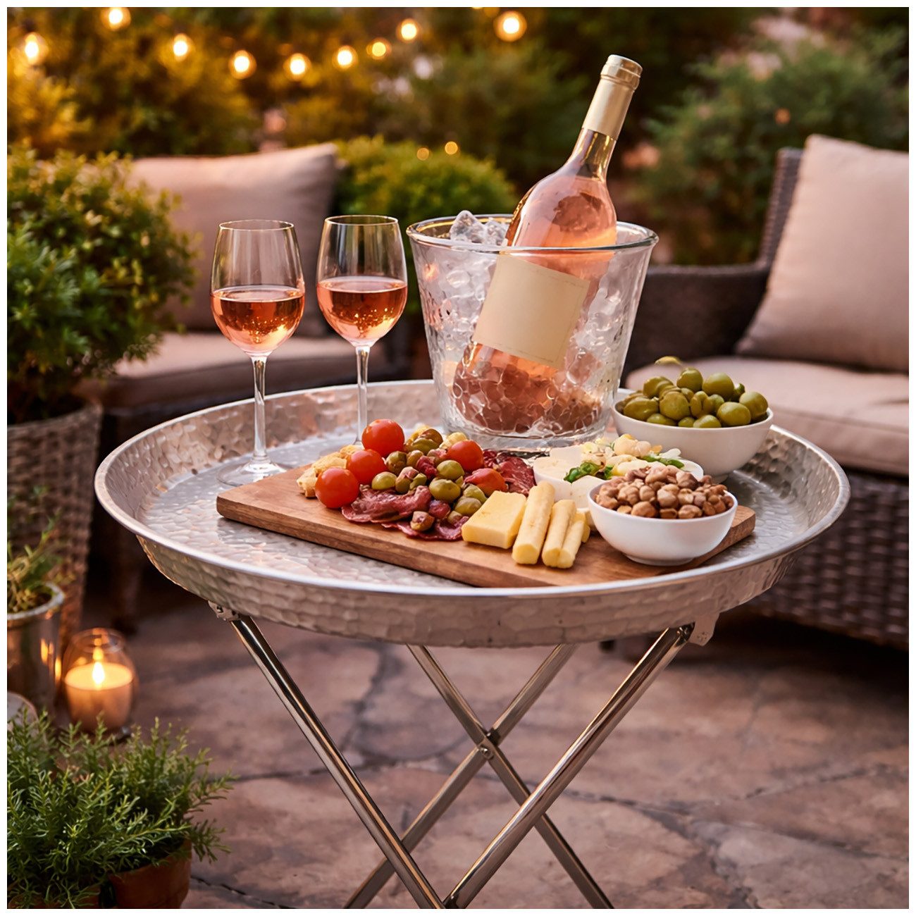 HTI-Living Beistelltisch Beistelltisch rund, klappbar Metall (Stück, 1-St., 1 Beistelltisch), Klapptisch mit Ornament