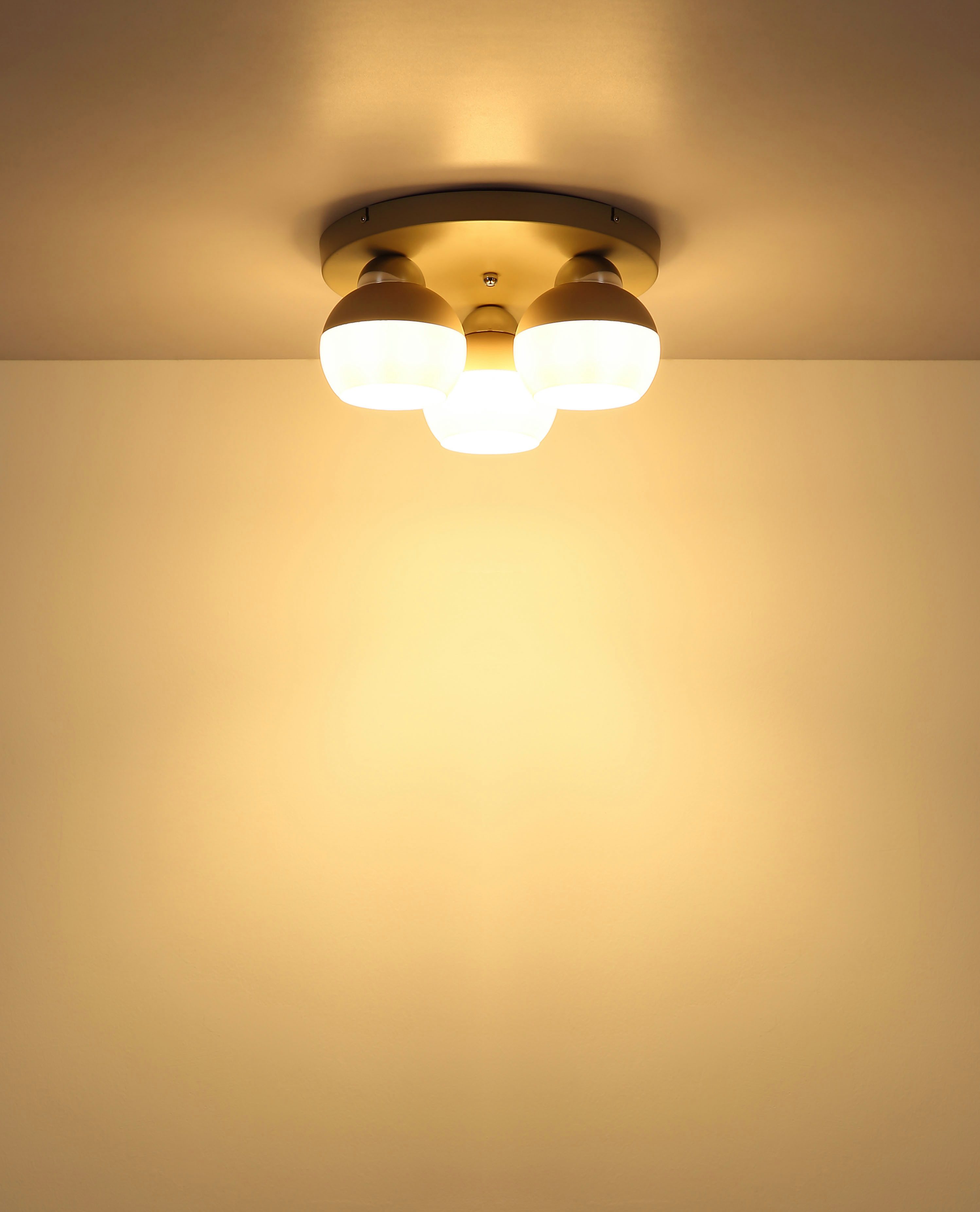GLOBO LIGHTING Deckenleuchte RAGUSA, ohne Leuchtmittel, Deckenleuchte, Glaskugeln opal, sandfarben, 3xE27, modern, Ø315mm