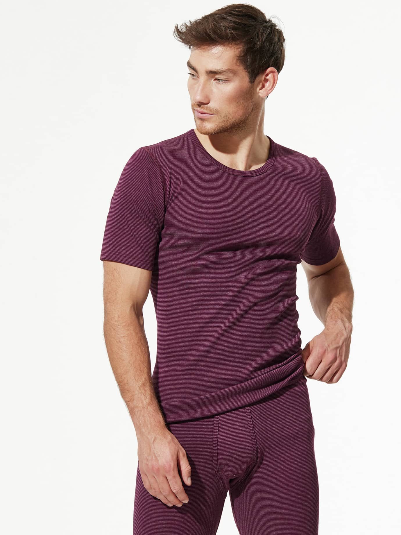 Walbusch T-Shirt Herren Thermo-Shirt 2er-Pack Rundhals Baumwollmix wärmend Unterhemd, innen angeraut und nahtlos (Schlauch), pflegeleicht