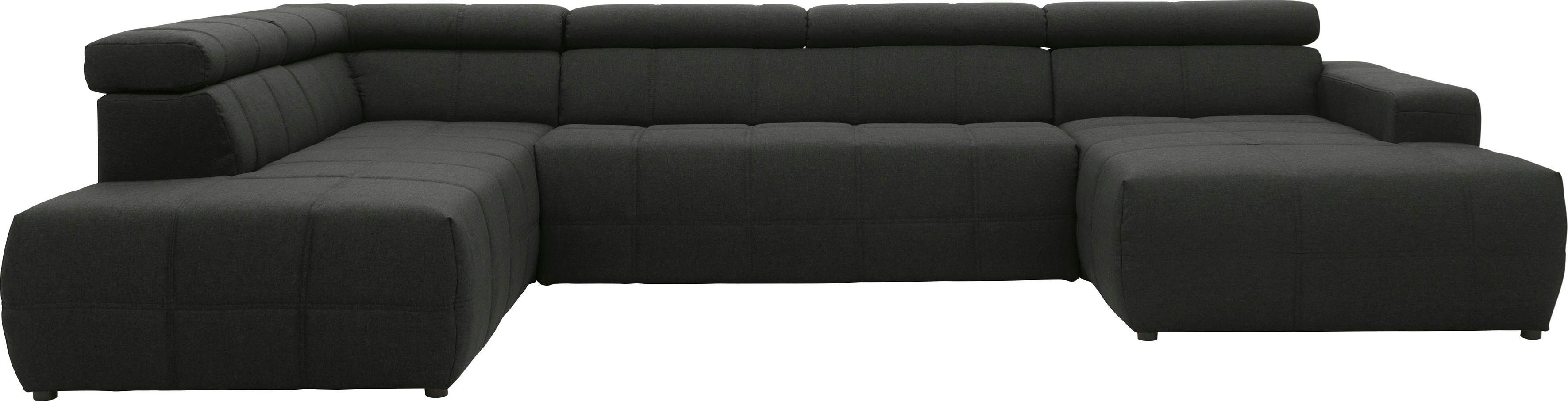 DOMO collection Wohnlandschaft Brandon, whlw. mit Sitztiefenverstellung, inkl. Nierenkissen, mit Kopfteilverstellung, wahlweise Sitztiefenverstellung, U-Form