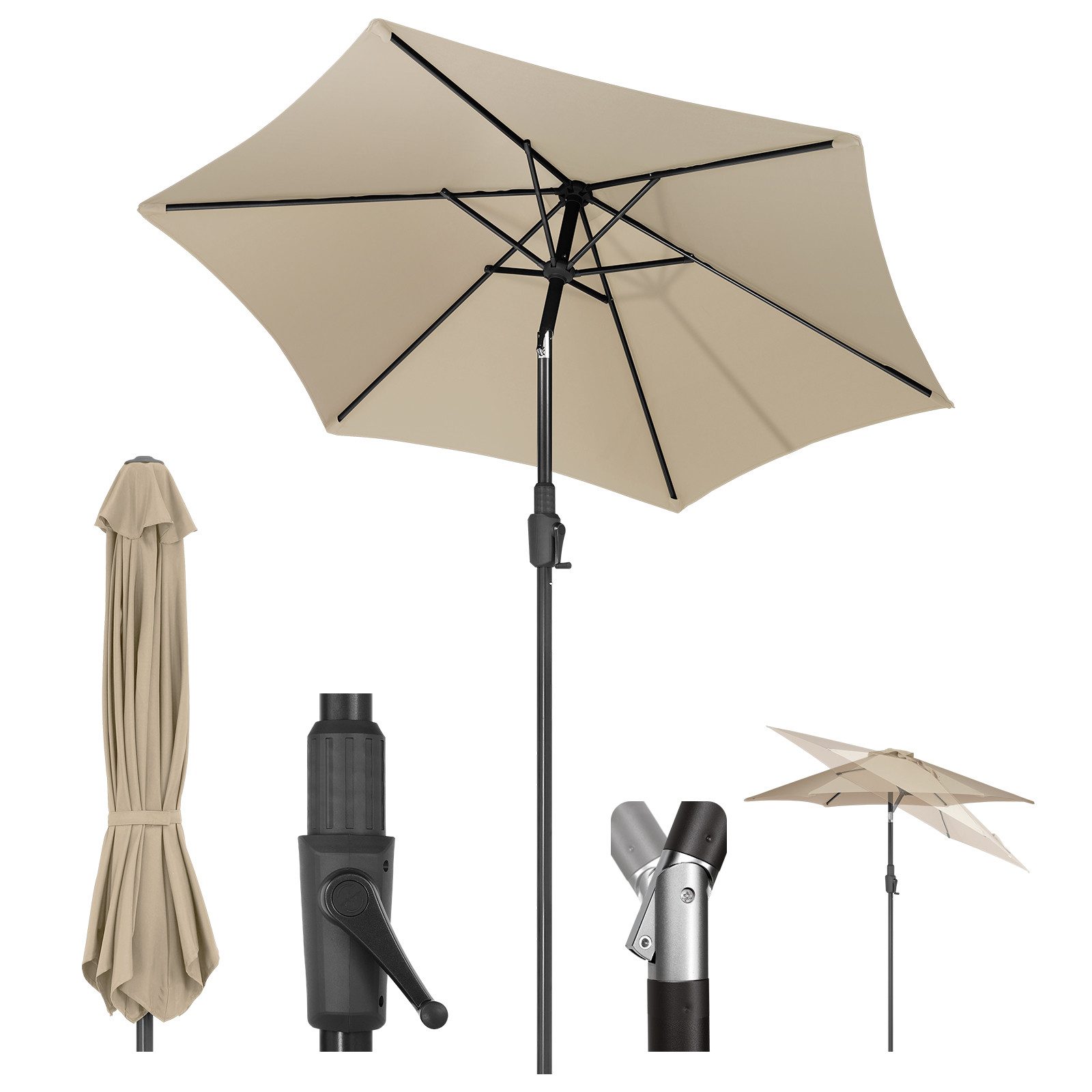 Sekey Sonnenschirm Gartenschirm mit Kurbel ∅ günstig online kaufen