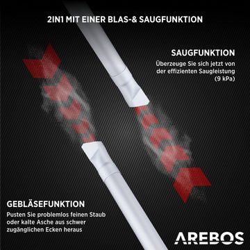 Arebos Aschesauger Kaminsauger inkl. HEPA Filter, Saug- und Blasfunktion, Akku 18V, 140 W, beutellos