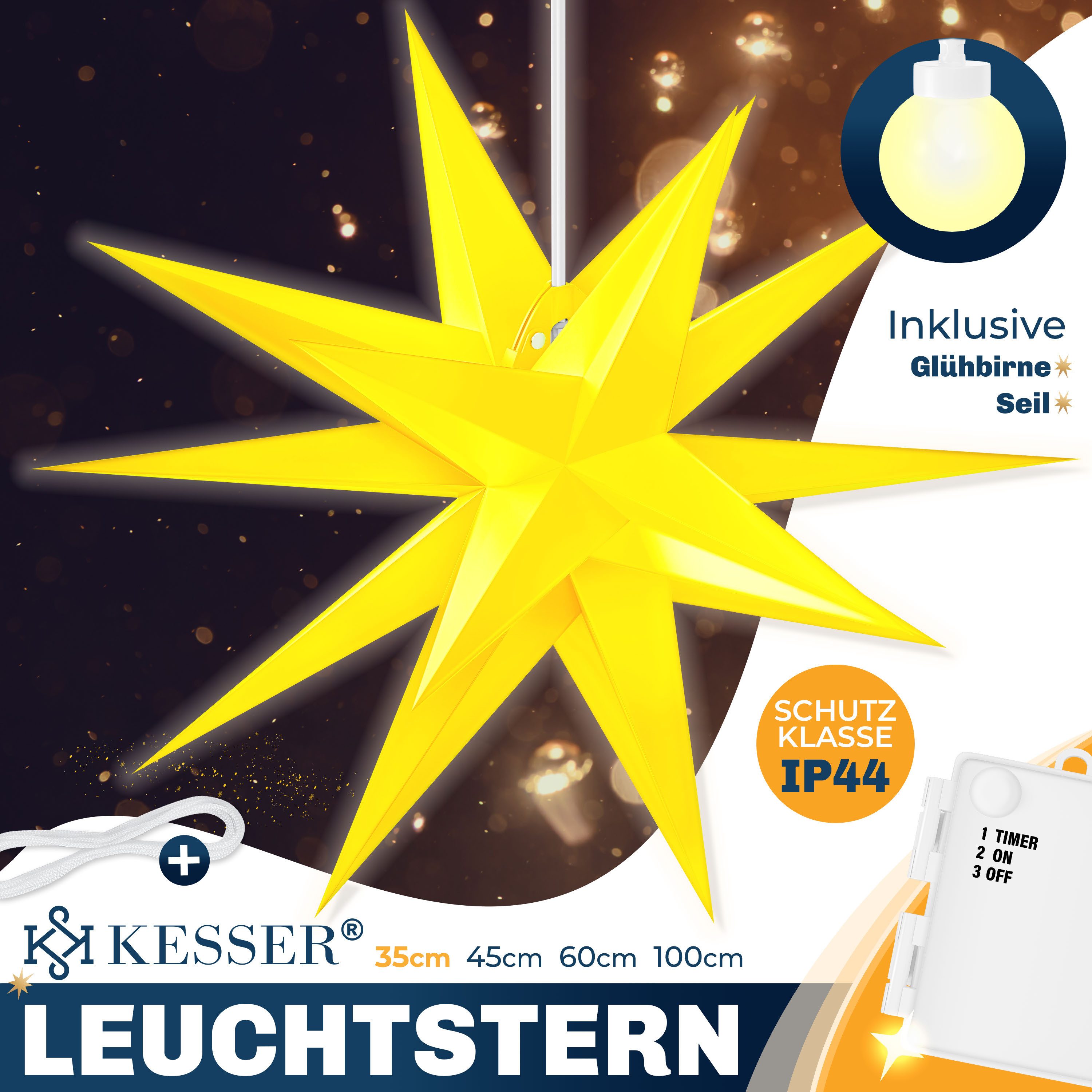 KESSER Weihnachtsfigur, Leuchtstern 3D, LED Weihnachtsstern günstig online kaufen