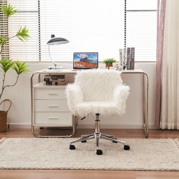liebtech Drehstuhl Verstellbarer Arbeitsstuhl mit Drehstuhlhöhe, verschleißfestes Kunstpelzkissen, Bürostuhlbedarf Weiß