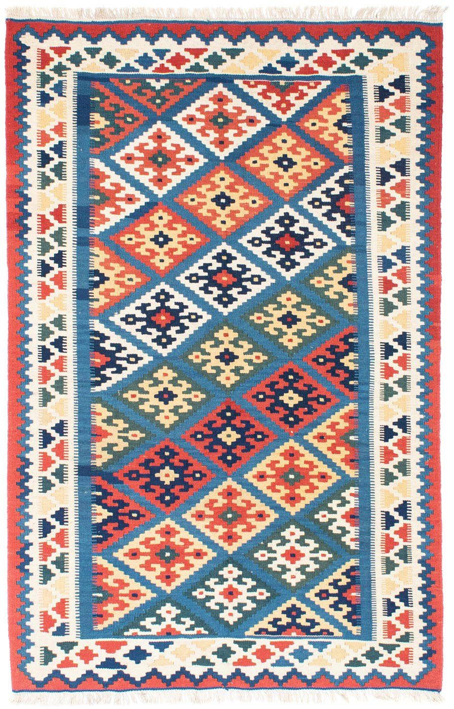 Wollteppich Kelim Fars Nomadisch Blu 182 x 122 cm, morgenland, rechteckig, Höhe: 4 mm, OrientOptik