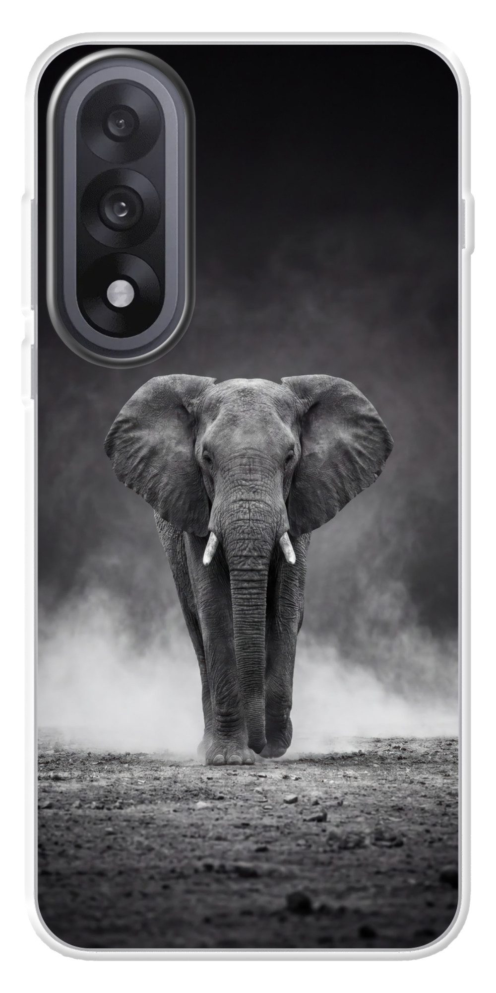 MuchoWow Handyhülle für OnePlus Nord 5 Elefant - Schwarz - Weiß - Rauch, Handy Case, Silikon, Bumper Case Dünn