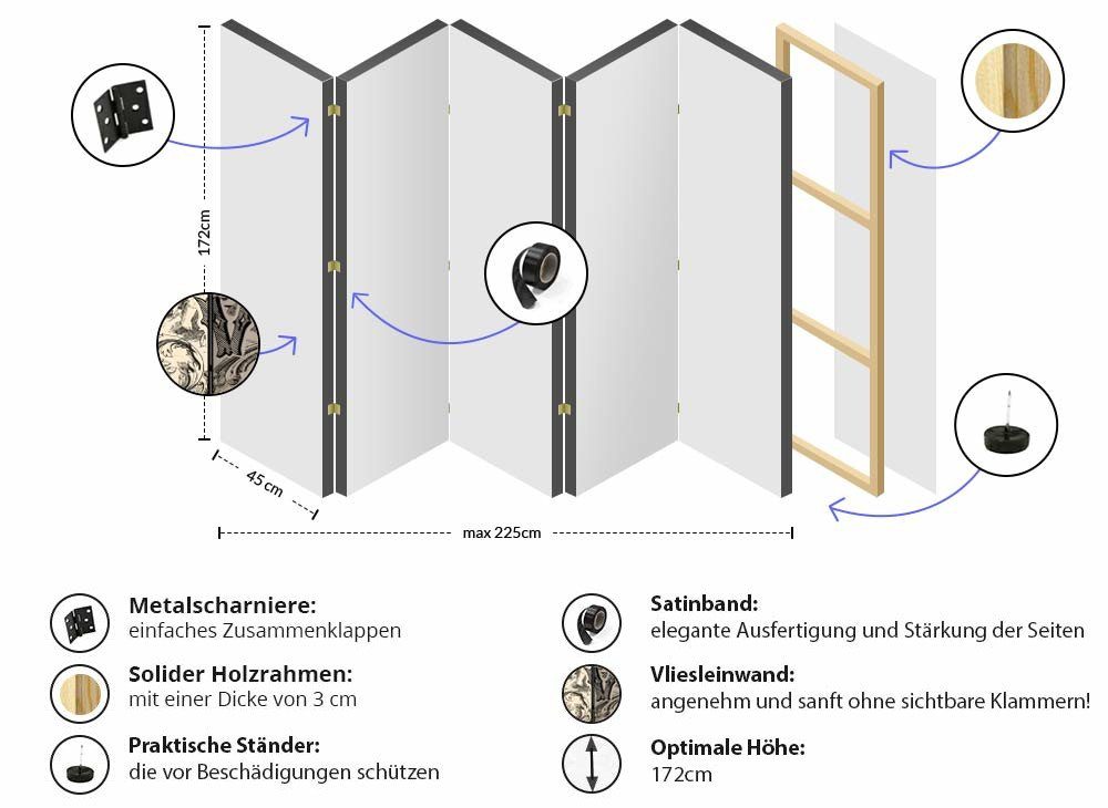 Raumteiler, Paravent b-A-0170-z-c Motiv 5-teiliger Basera®