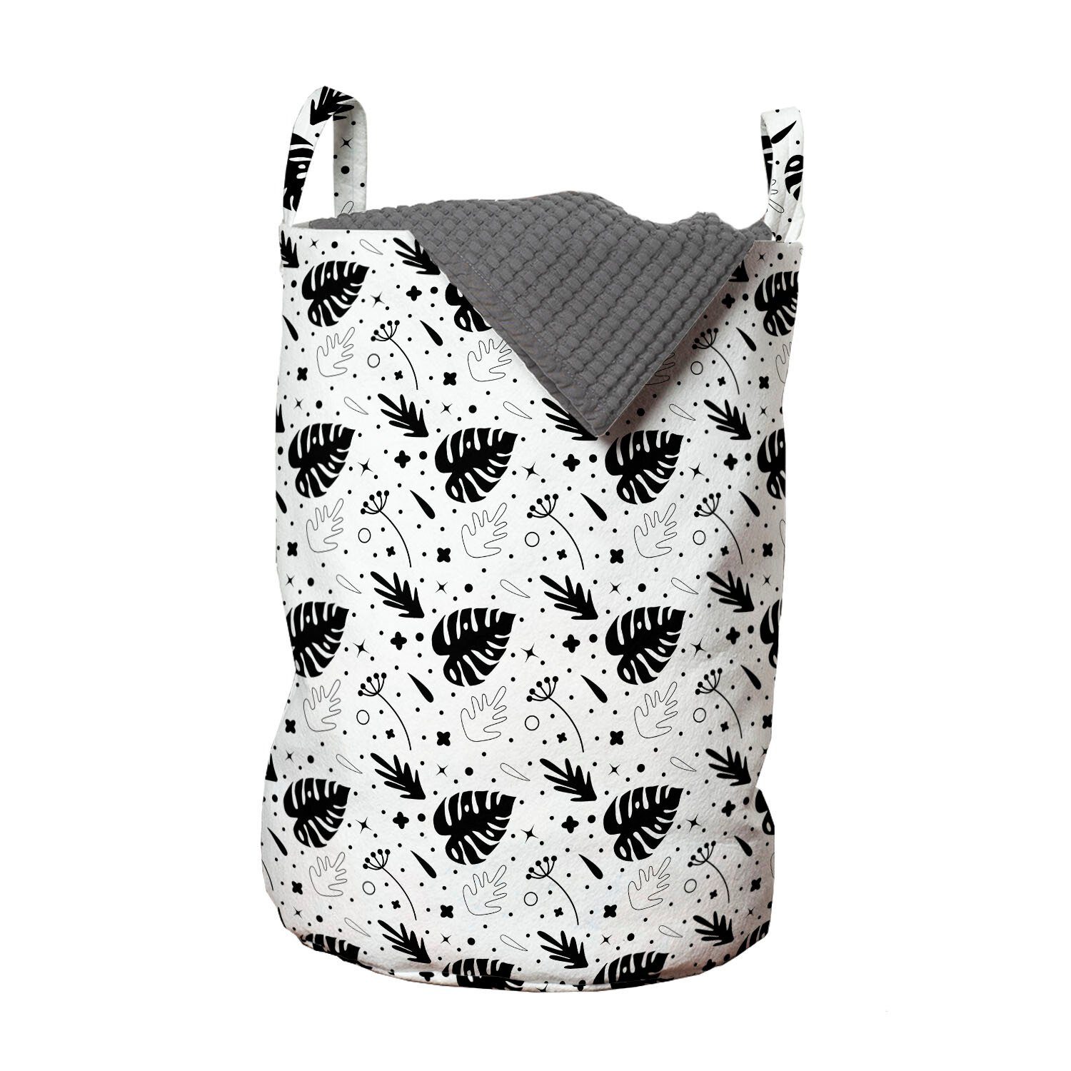 Abakuhaus Wäschesäckchen Wäschekorb mit Griffen Kordelzugverschluss für Waschsalons, Philodendron Blätter Dots | Wäschesäcke