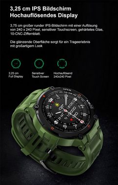 TPFNet SW24 mit Silikon Armband, mit Blutdruck- & Pulsmesser Smartwatch (Android), Blutsauerstoffanzeige, Musiksteuerung, Schrittzähler, Kalorien, Social Media etc. - Schwarz
