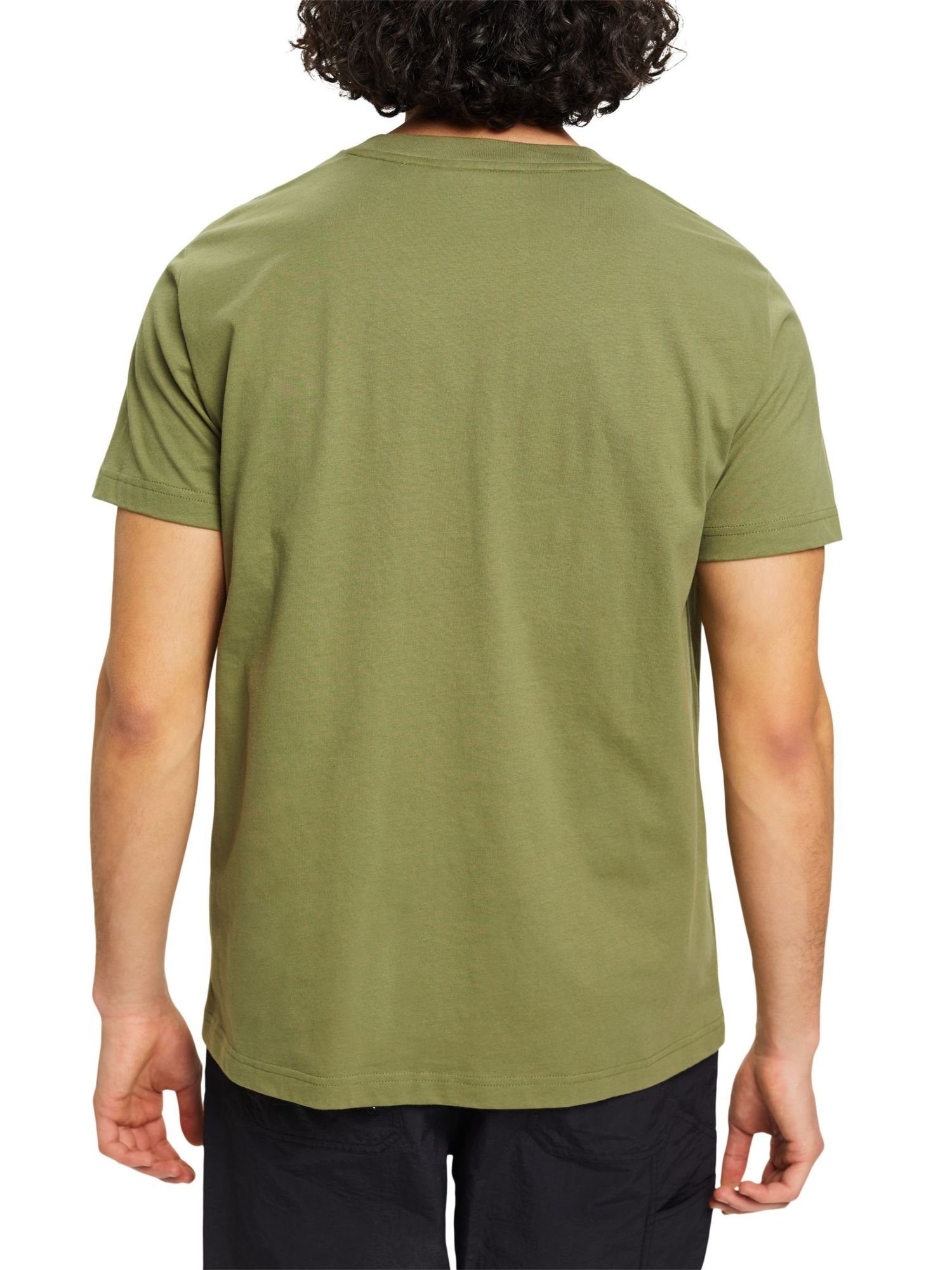 Logo OLIVE mit Baumwoll-T-Shirt (1-tlg) Esprit T-Shirt