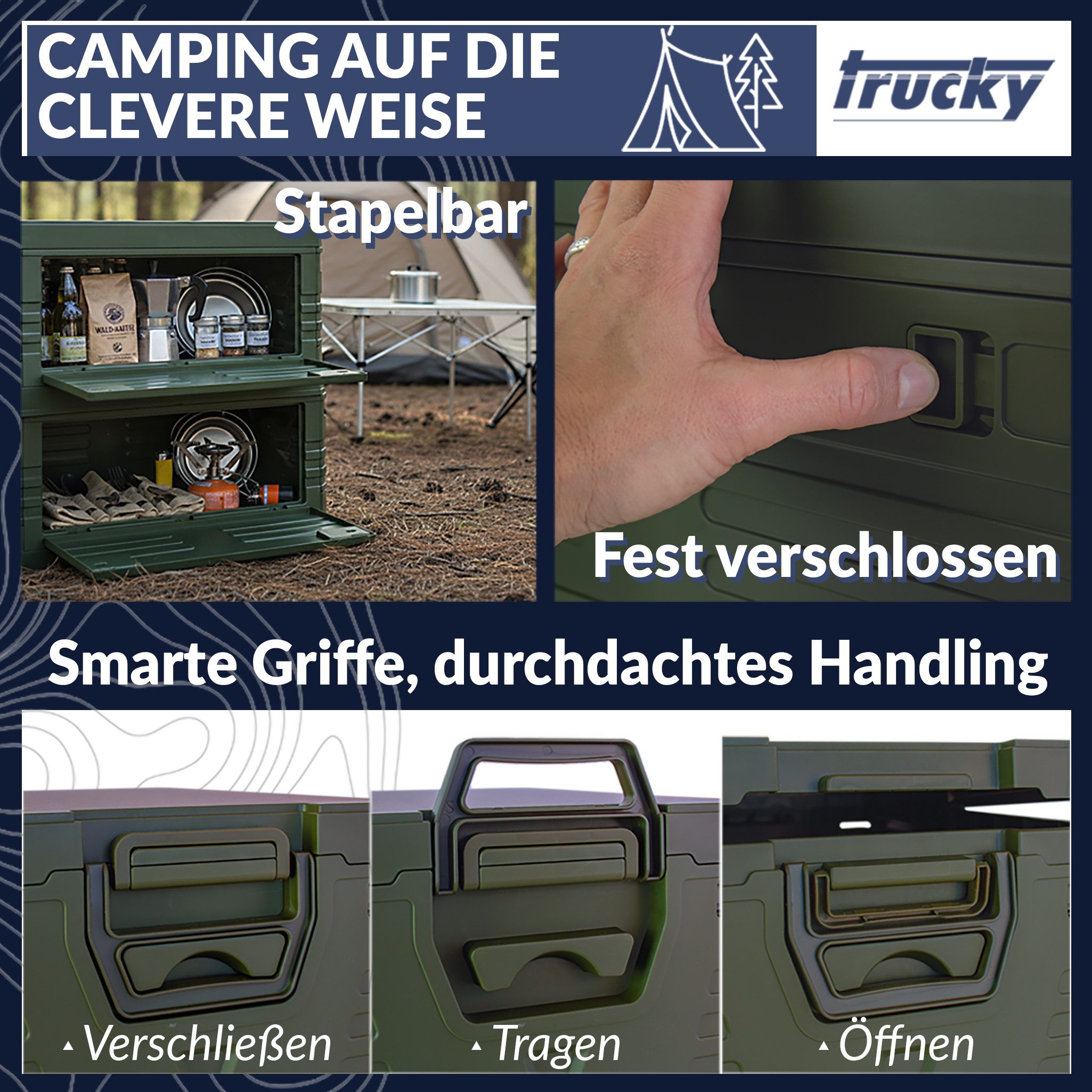 Trucky Faltbox Storage Box Camping Klappbox Klappkiste faltbar Grün Auswahl – Bild 4 von 5
