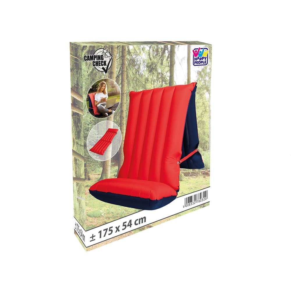 Happy People Luftmatratze Sitz-Liegematratze aufblasbar Blau/Rot, (1-St), Luftmatratze, Mikrofaser, Campingbett, mit Reparaturset