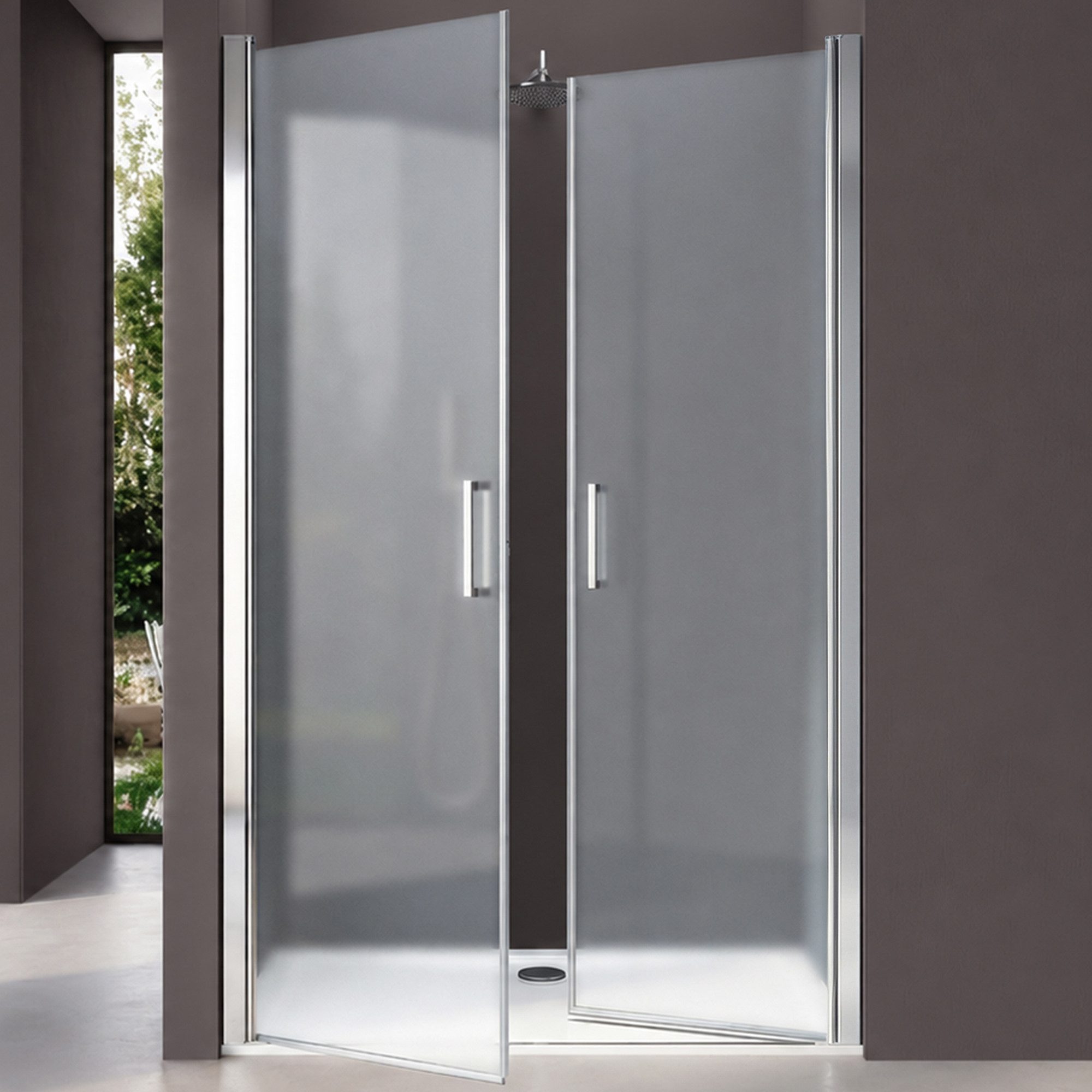 doporro Dusch-Drehtür Duschtür Nischentür 6mm ESG mit Nano-Beschichutng 195cm Teramo24, 90x195 cm, ESG, 25mm Verstellbereich, Beide Türen mit Hebe-/Senkmechanismus