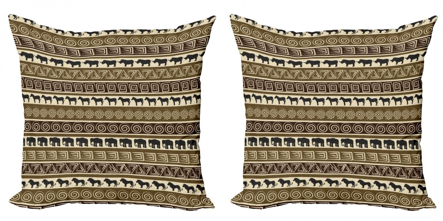 Kissenbezüge Modern Accent Doppelseitiger Stripes Stück), Abakuhaus Theme Afrika Geometrisch (2 Tiere Digitaldruck