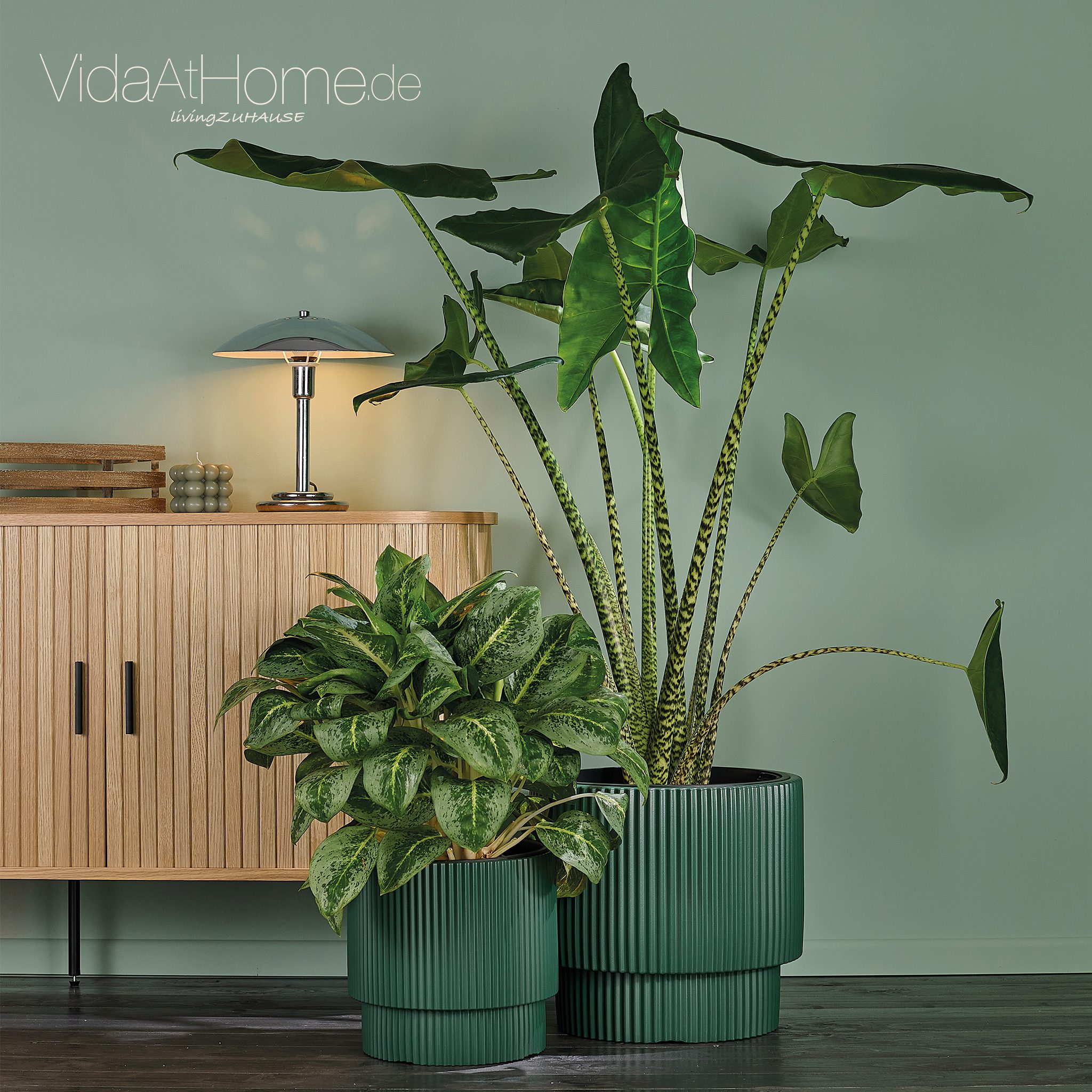 VidaAtHome.de Blumentopf Design-Pflanzgefäße-Set IVY (2er Set) (Spar-Set, Pflanzgefäß IVY 30 & 40), Modernes Rillendesign, mit praktischem Pflanzeinsatz