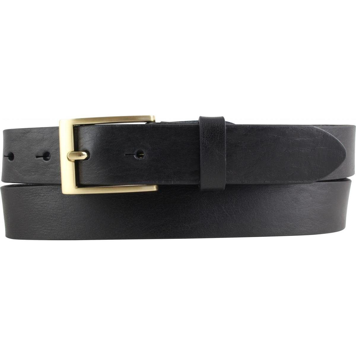 BELTINGER Ledergürtel Überlängen-Gürtel für Heren aus Vollrindleder 3 cm - Anzug-Gürtel mit Schwarz, Gold