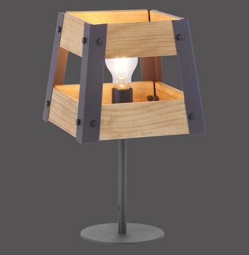 etc-shop LED Tischleuchte, Leuchtmittel nicht inklusive, Warmweiß, Tischlampe Wohnzimmer Holzlampe Tischleuchte Nachttischlampe