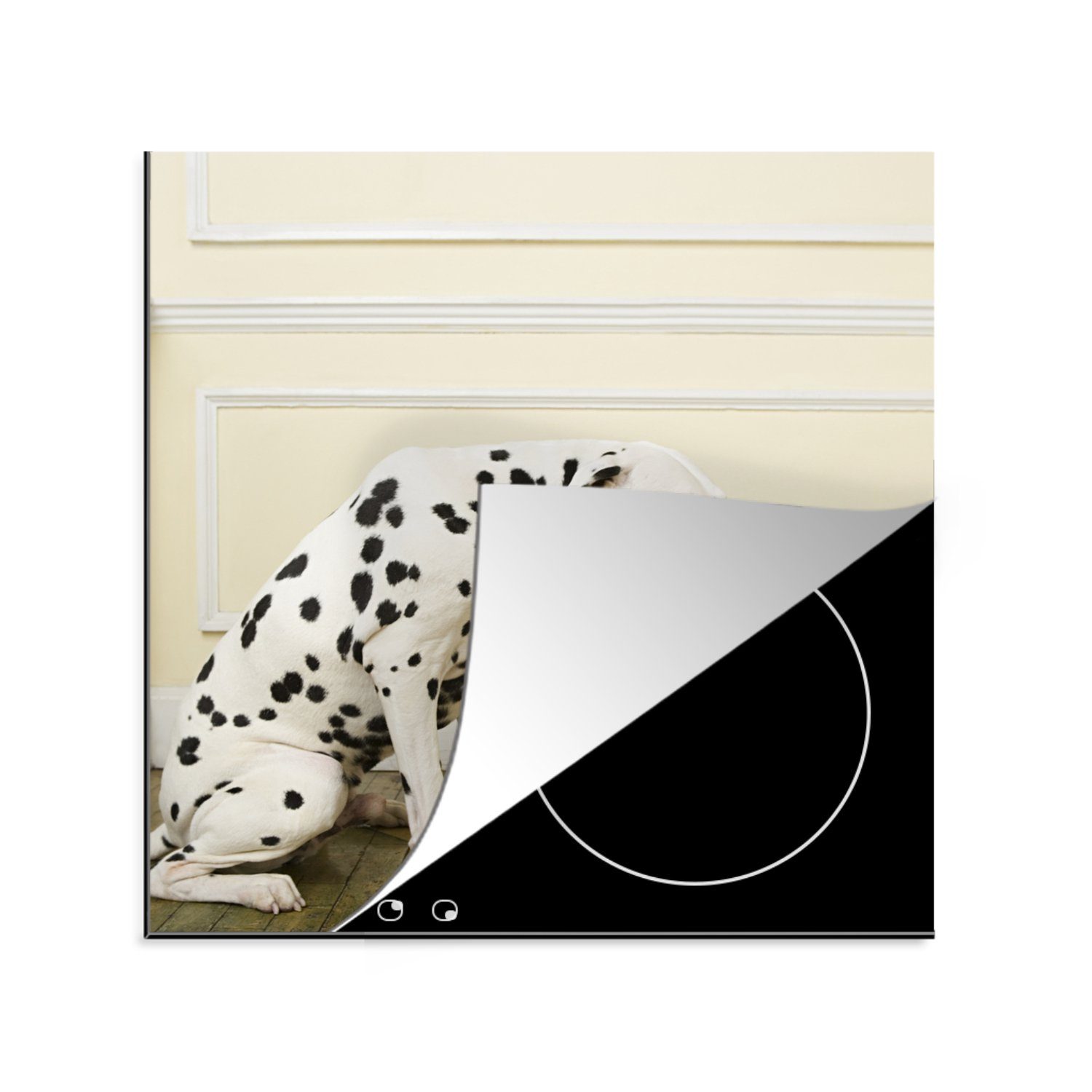 MuchoWow Herdblende-/Abdeckplatte Dalmatiner - Welpe - Hund, Vinyl, (1 tlg), 78x78 cm, Ceranfeldabdeckung, Arbeitsplatte für küche