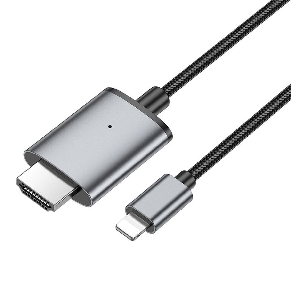 hoco. UA27 HDMI-Kabel, HDMI, kompatibel mit iPhone Anschluss, (200 cm), Full HD 1080p Videoübertragung auf HDMI Displays