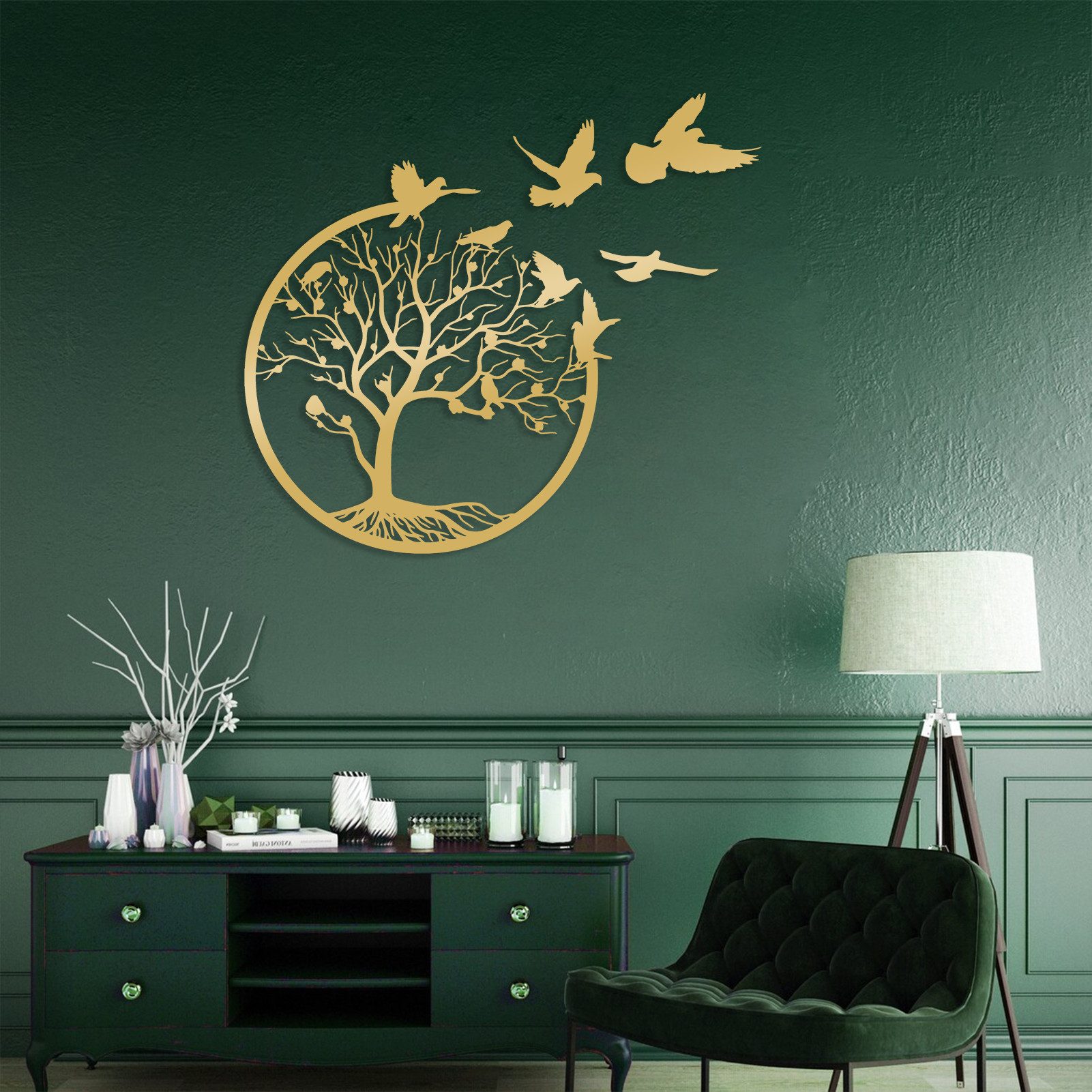 Jumpeak Wanddekoobjekt Lebensbaum Metall Wanddekoration, Minimalistisch, Na günstig online kaufen