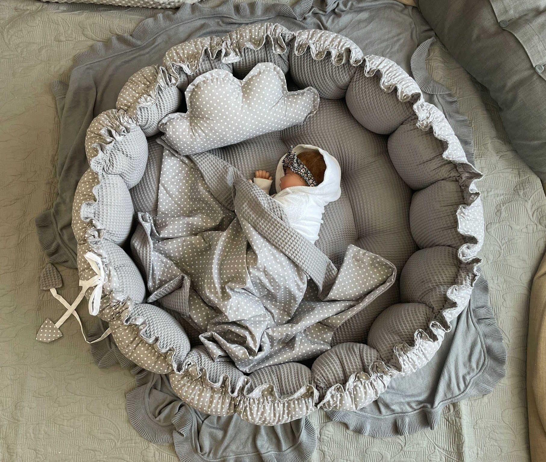 Loolay Bettnestchen Zweiseitig ENGELSNEST XXL Premium WAFFELPIQUE + Decke + günstig online kaufen