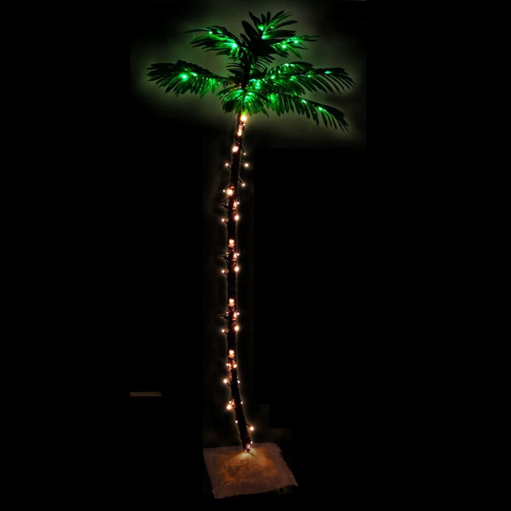 vidaXL LED Baum Künstliche Palme mit 96 LEDs Warmweiß 180 cm