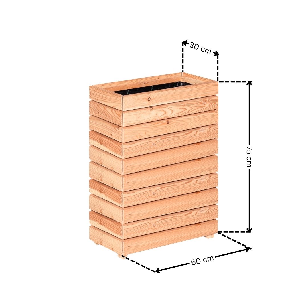 Mega-Holz Hochbeet Balkon-Hochbeet Lärche Holz MODULO- 60x30x75 cm (BxTxH) Naturbelassen (Funktionsset, 2er Set besteht aus 2x Pflanzkübel Modulo 60x30x39), Modular