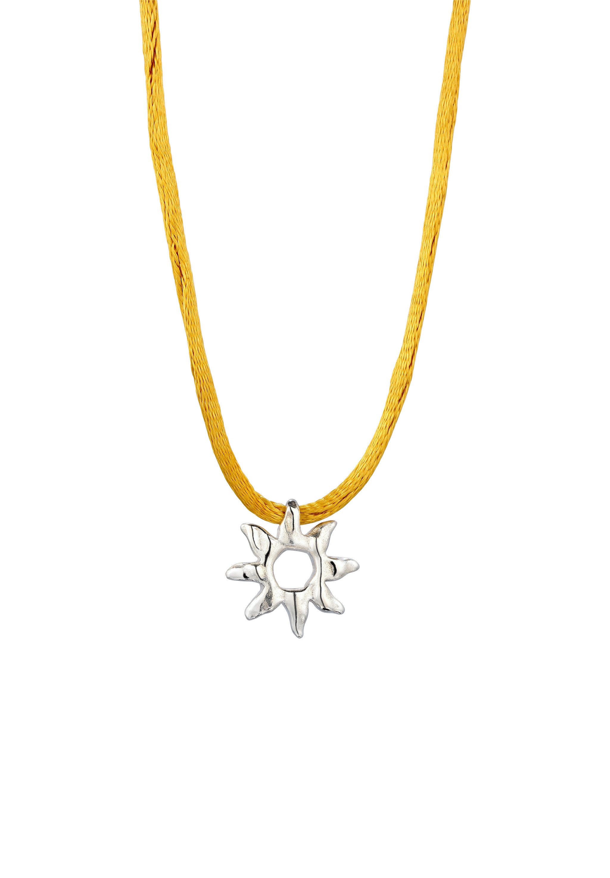 Elli Choker Anhänger Sonne Satin Gelb 925 Sterling Silber