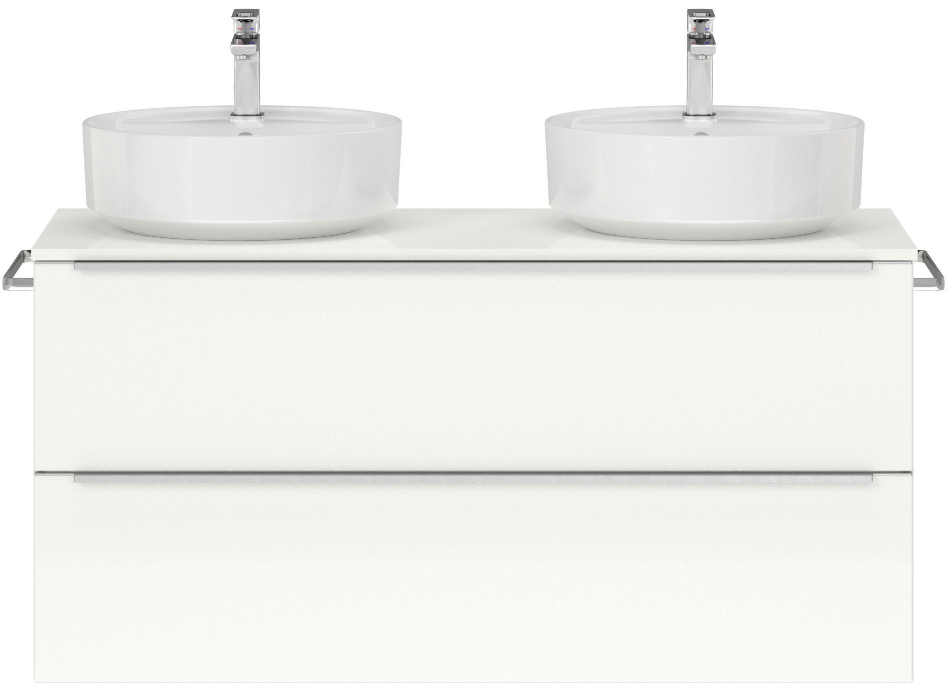 nobilia® Waschtisch-Set Alvene, (1-St., mit Doppelwaschplatz, vormontiert, mit Soft-Close), Hochglanz Front, in vier Breiten