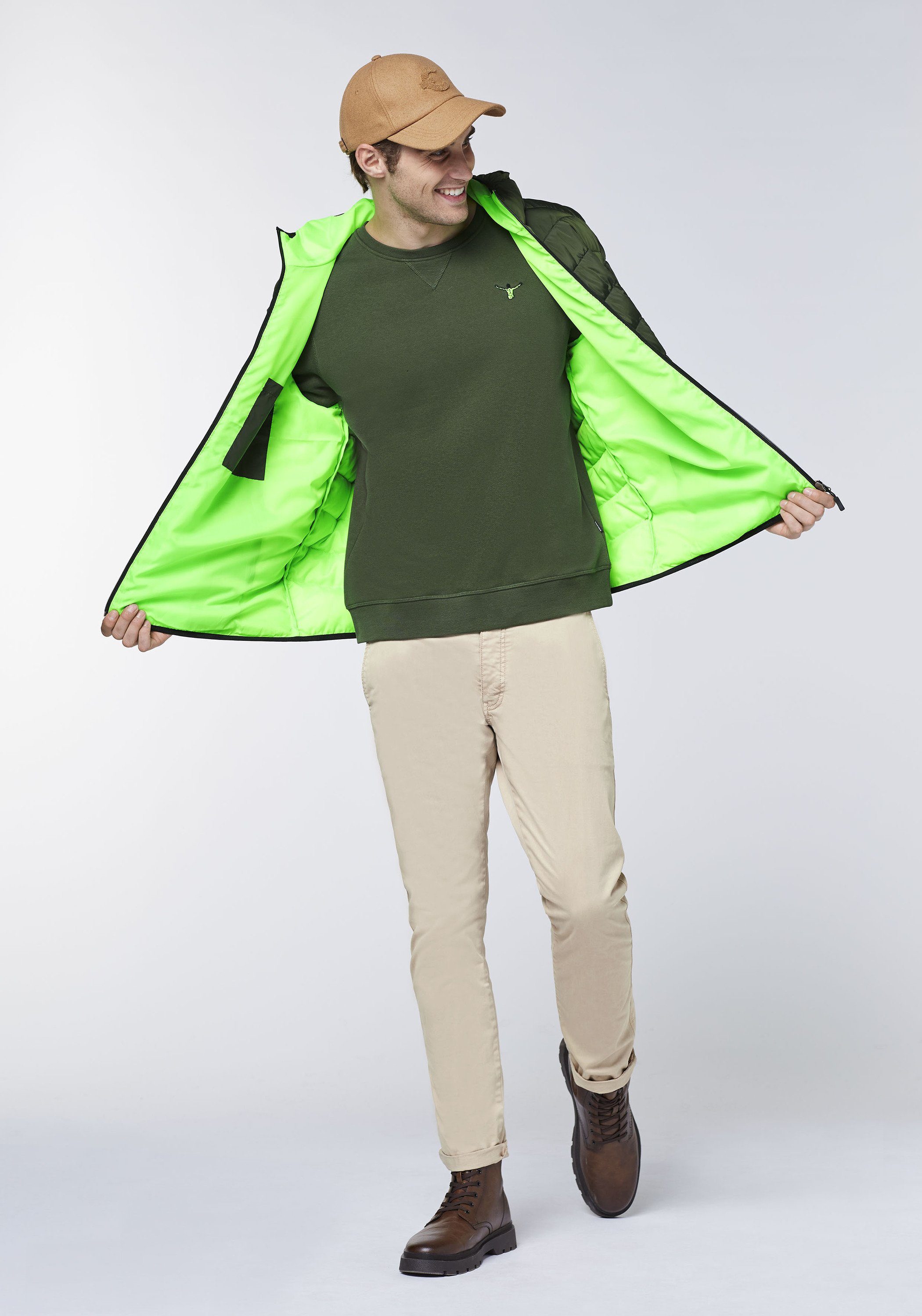 1 19-0417 Kombu mit Optik leicht Outdoorjacke Chiemsee glänzender Steppjacke Green