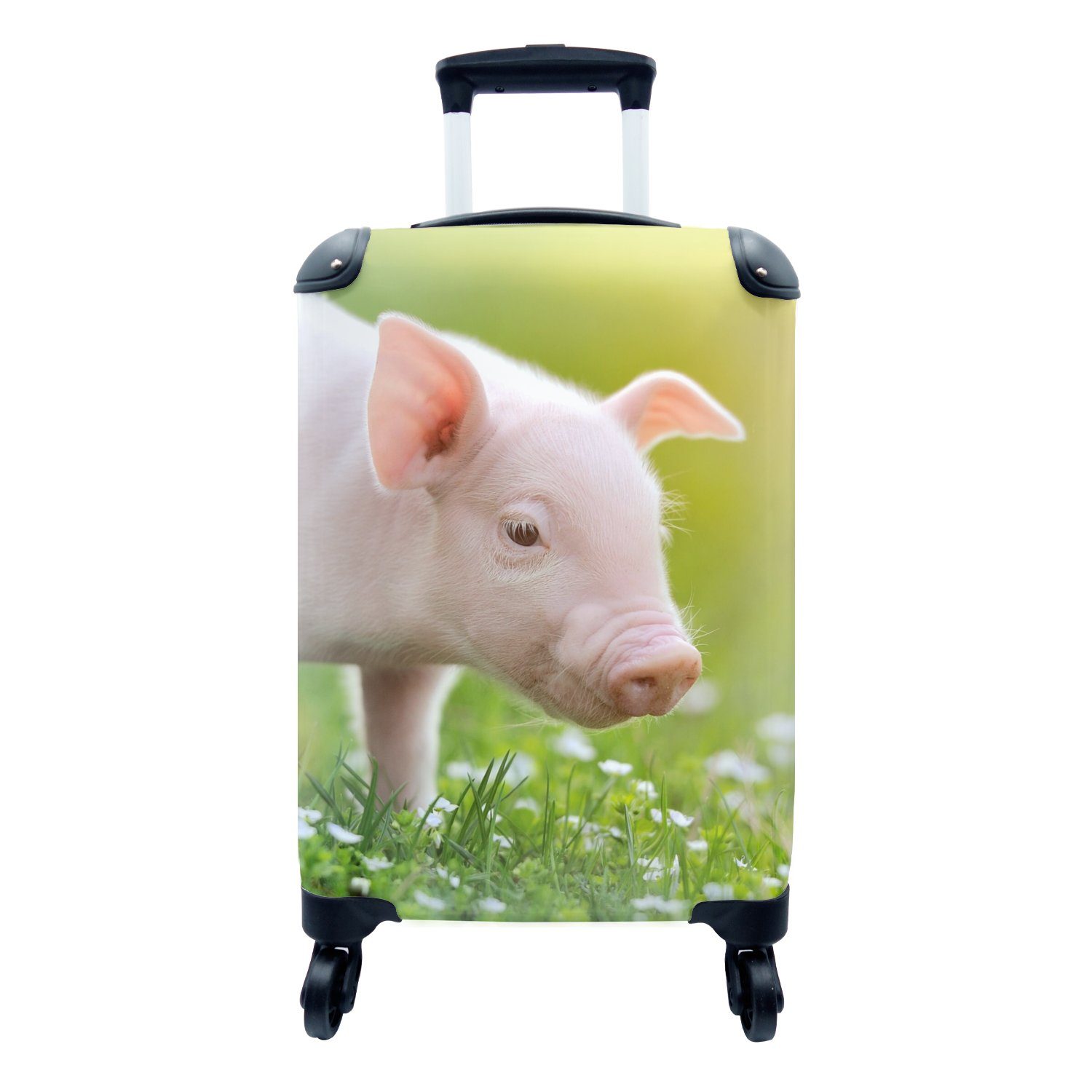 MuchoWow Handgepäckkoffer Tiere - Ferkel - Schwein, 4 Rollen, Reisetasche mit rollen, Handgepäck für Ferien, Trolley, Reisekoffer