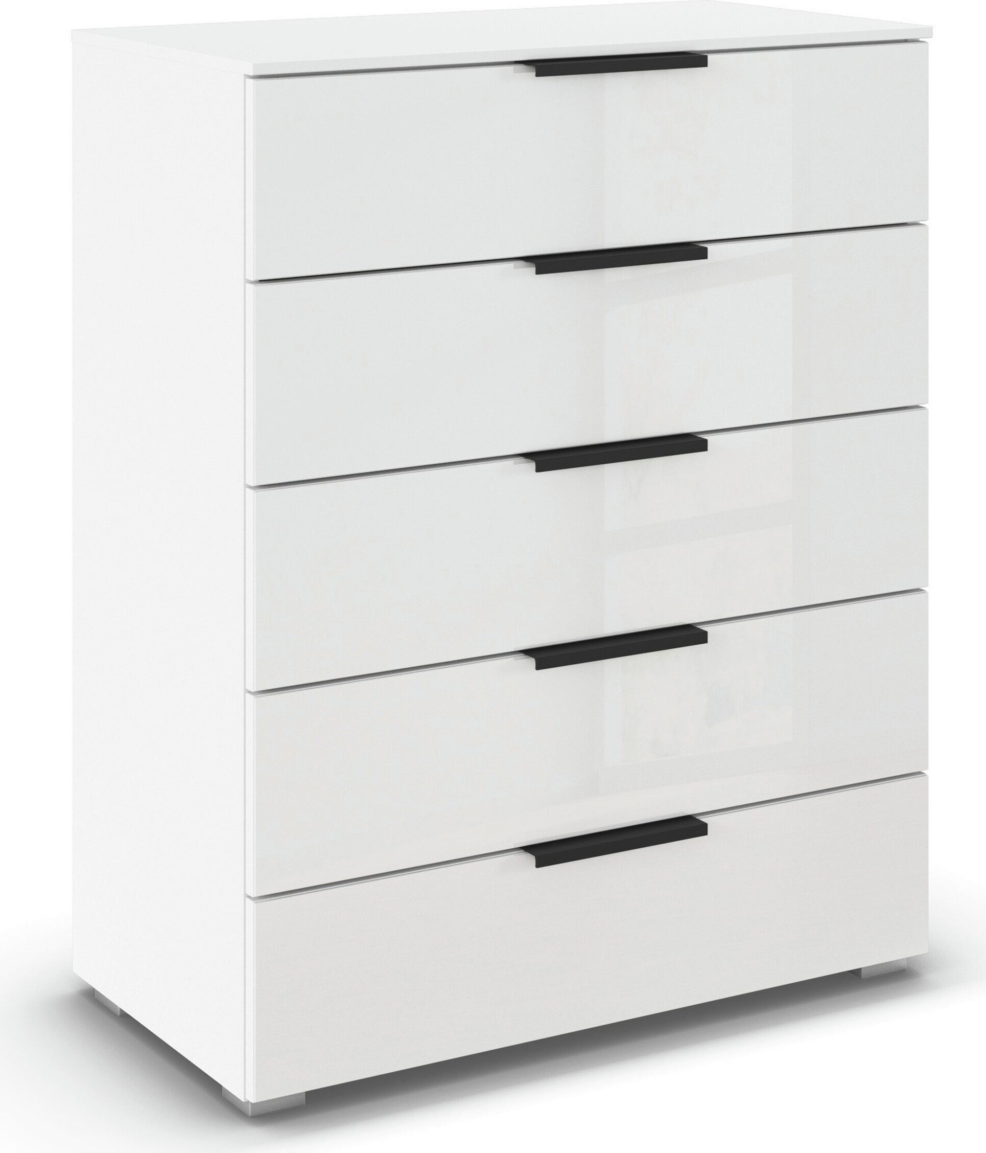 rauch Schubkastenkommode Highboard Sideboard Kommode MONTCLAR Frontauswahl Dekor/Hochglanz/Glas (in 2 Breiten: 40 oder 80 cm / Höhe 100 cm, inkl. Soft-Close-Funktion), mit 5 geräumigen Schubladen, viele Griffvarianten MADE IN GERMANY