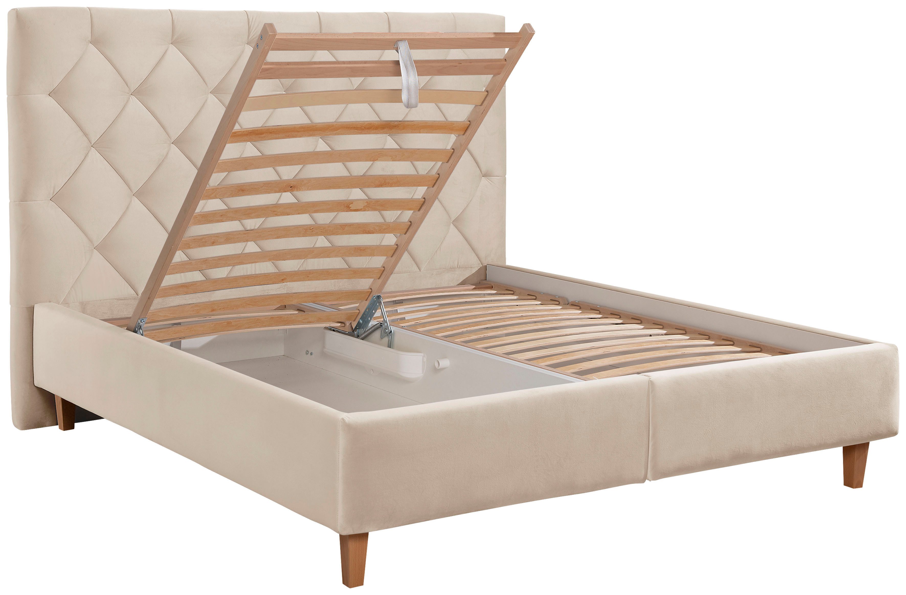 Home affaire Polsterbett Sunley 140, Kreuzsteppung, Kopfteilhöhe 142 cm, ohne oder mit Matratze/Lattenrost – Bild 4 von 5