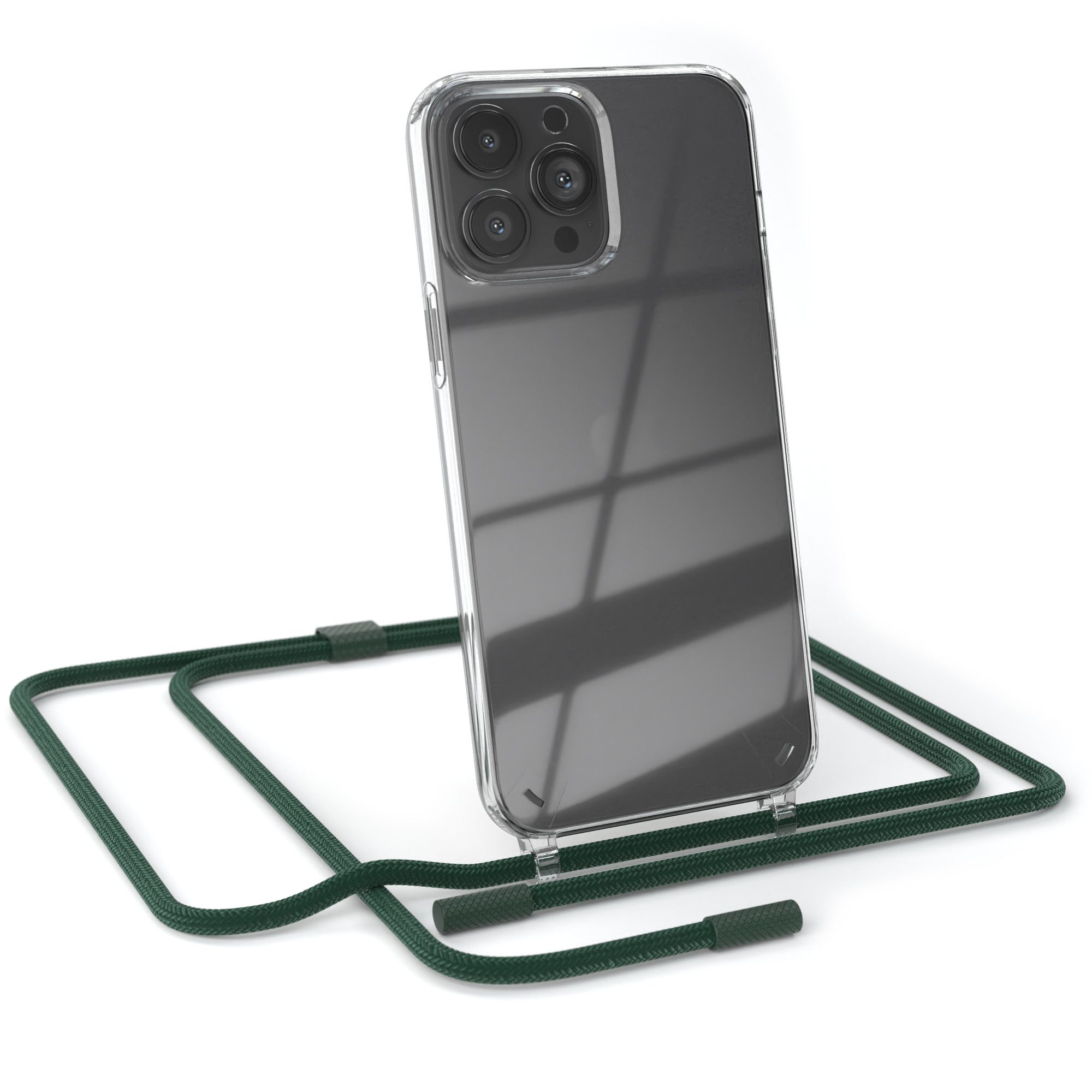 EAZY CASE Handykette Silikon Kette Unifarbe für iPhone 13 Pro Max 6,7 Zoll, Handykette zum Umhängen Slim Phone Chain Festivalbag Smartphone Grün