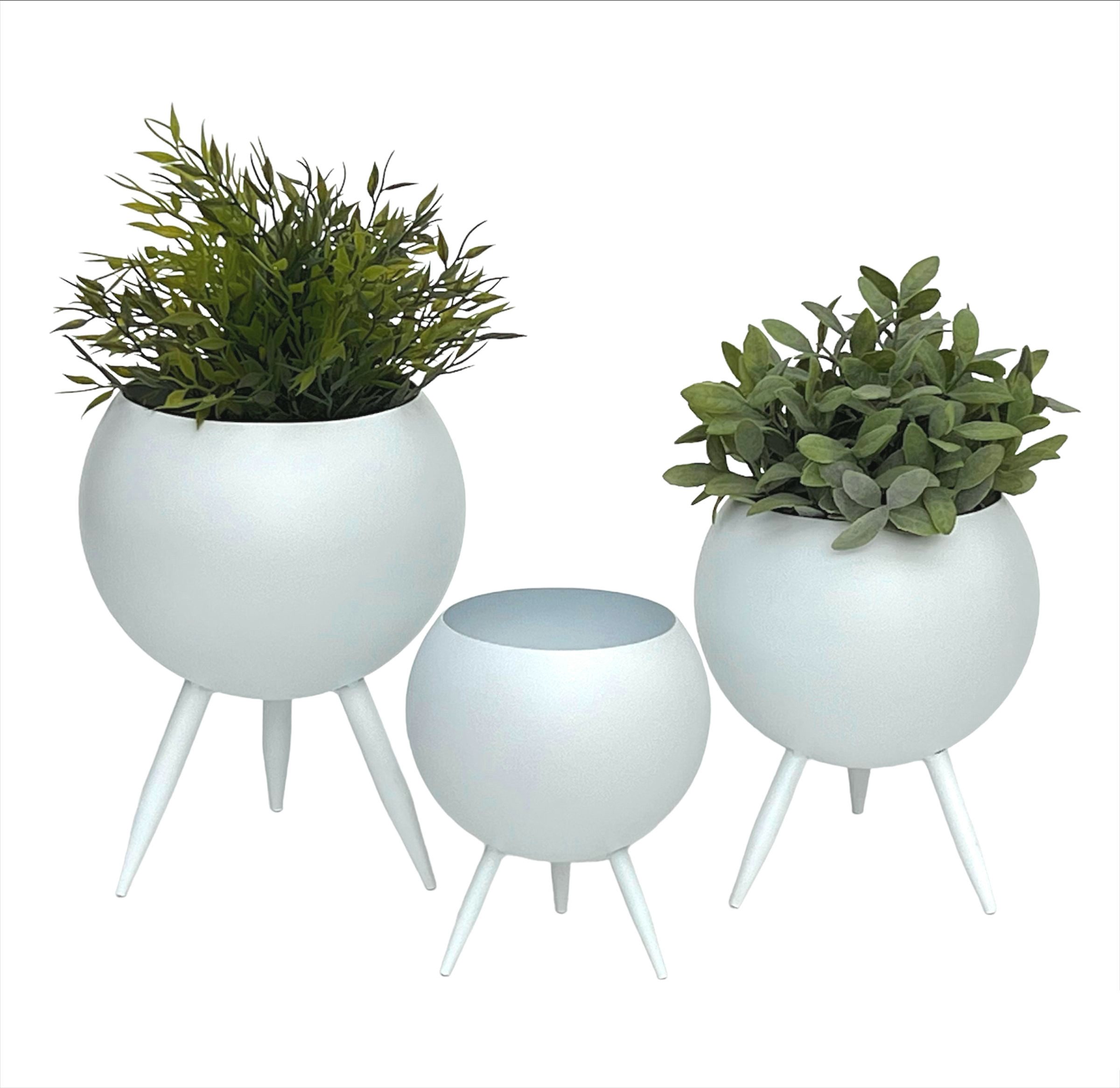 DanDiBo Blumenhocker Blumenhocker Metall mit Topf Weiß Blumenständer 3er Set Blumensäule